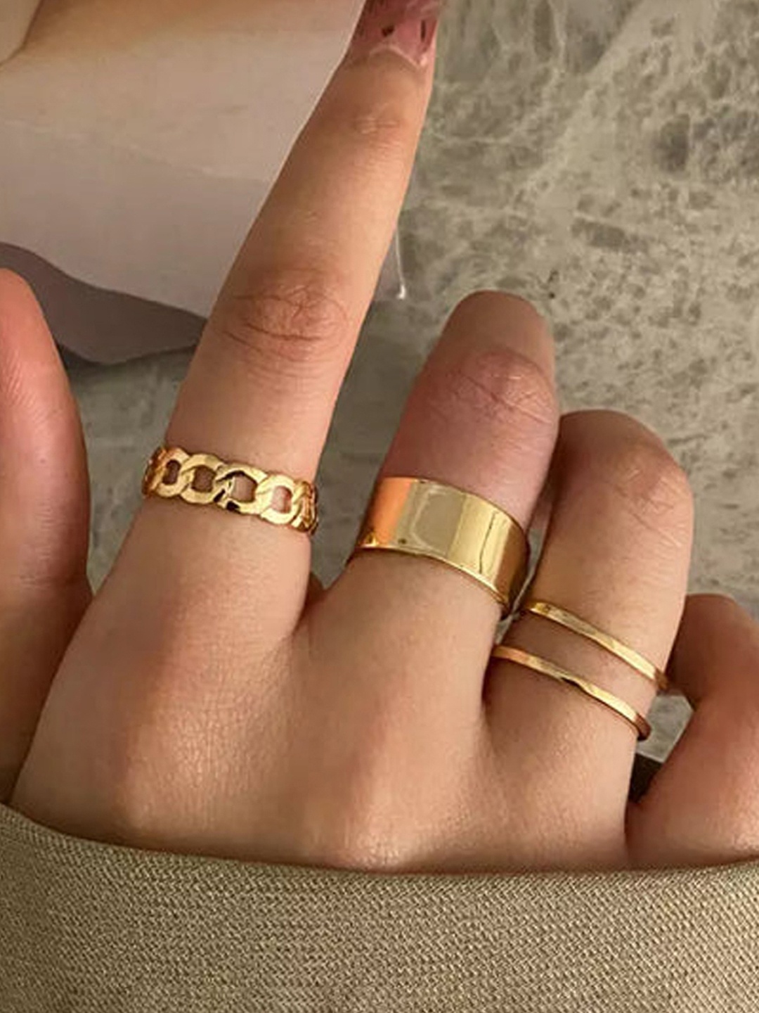 

Jewels Galaxy Set Of 3 Gold-Plated Stackable Finger Rings