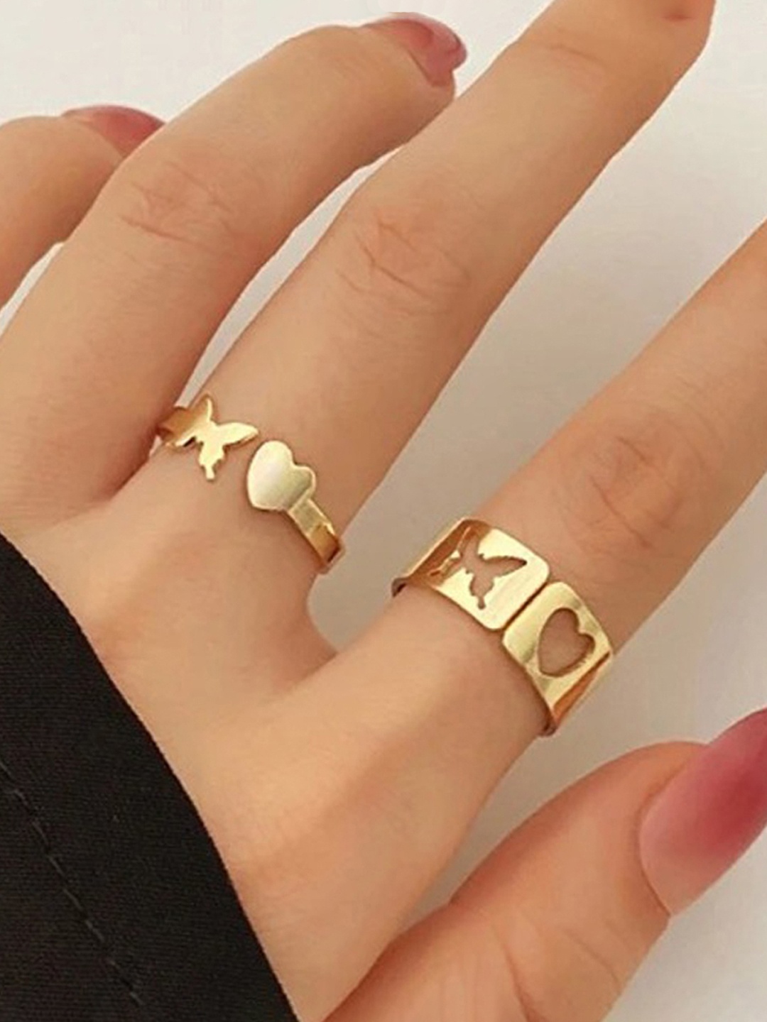 

Jewels Galaxy Set Of 2 Gold-Plated Stackable Finger Rings