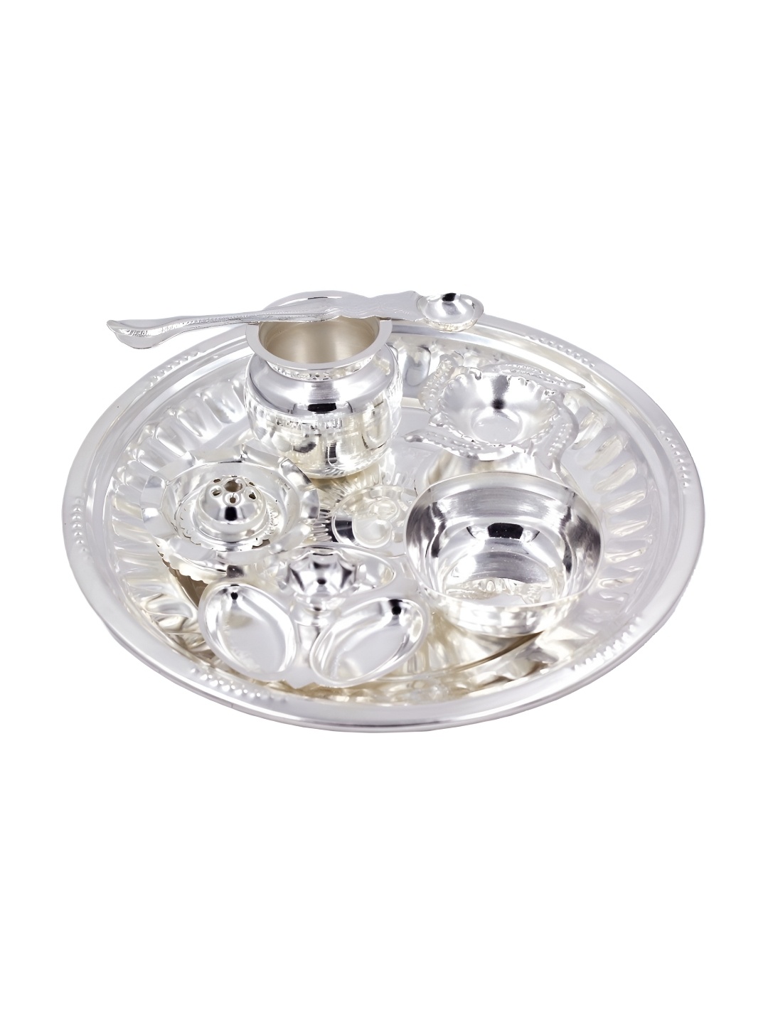 

ojas Silver Plated Pooja Thali Set