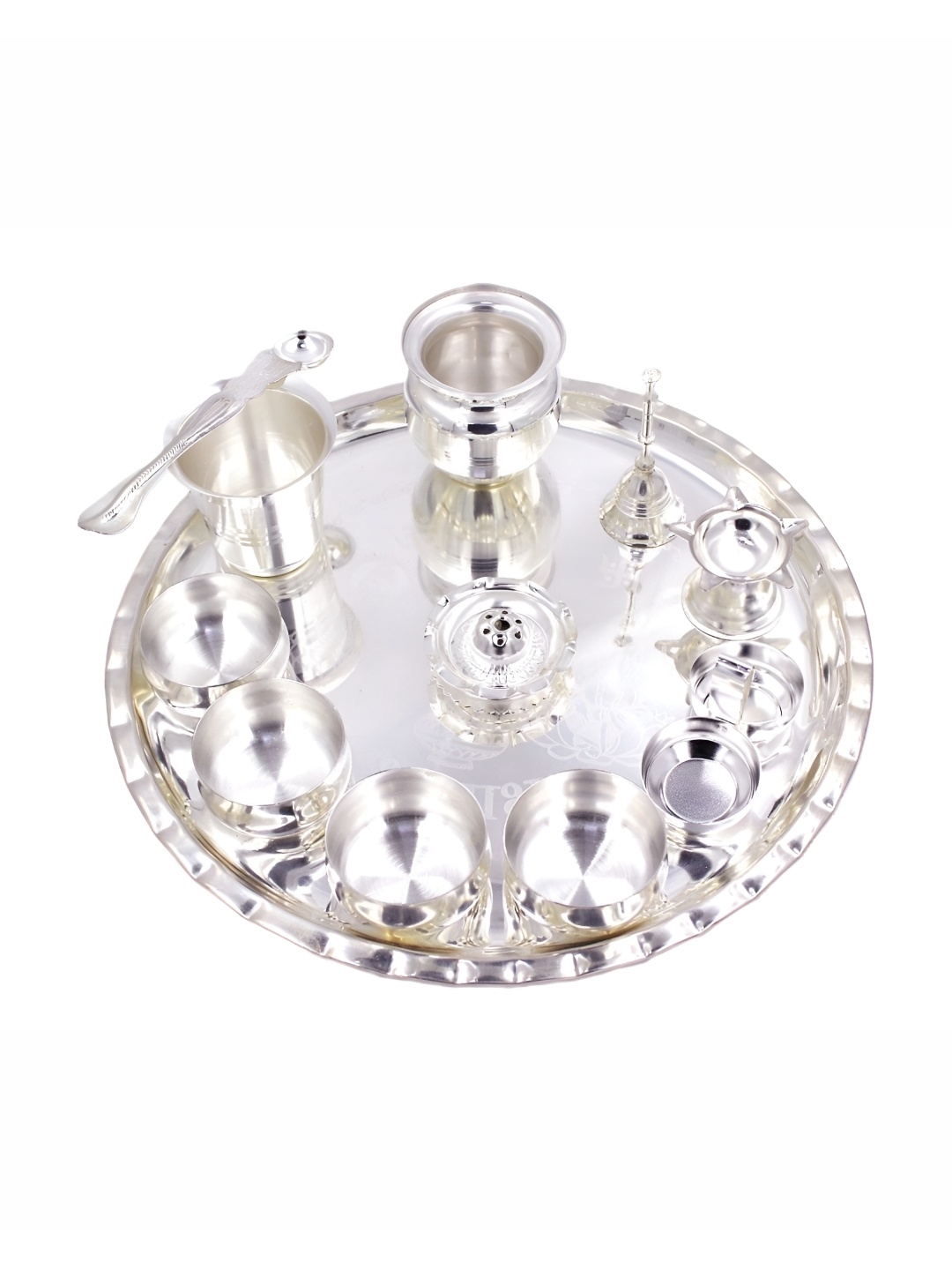 

ojas Silver Plated Pooja Thali Set