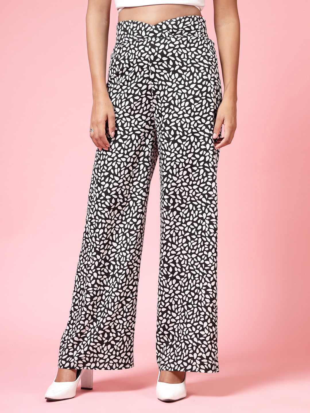 

EVERYDAY by ANI Floral Printed Wide Leg Palazzos, Black