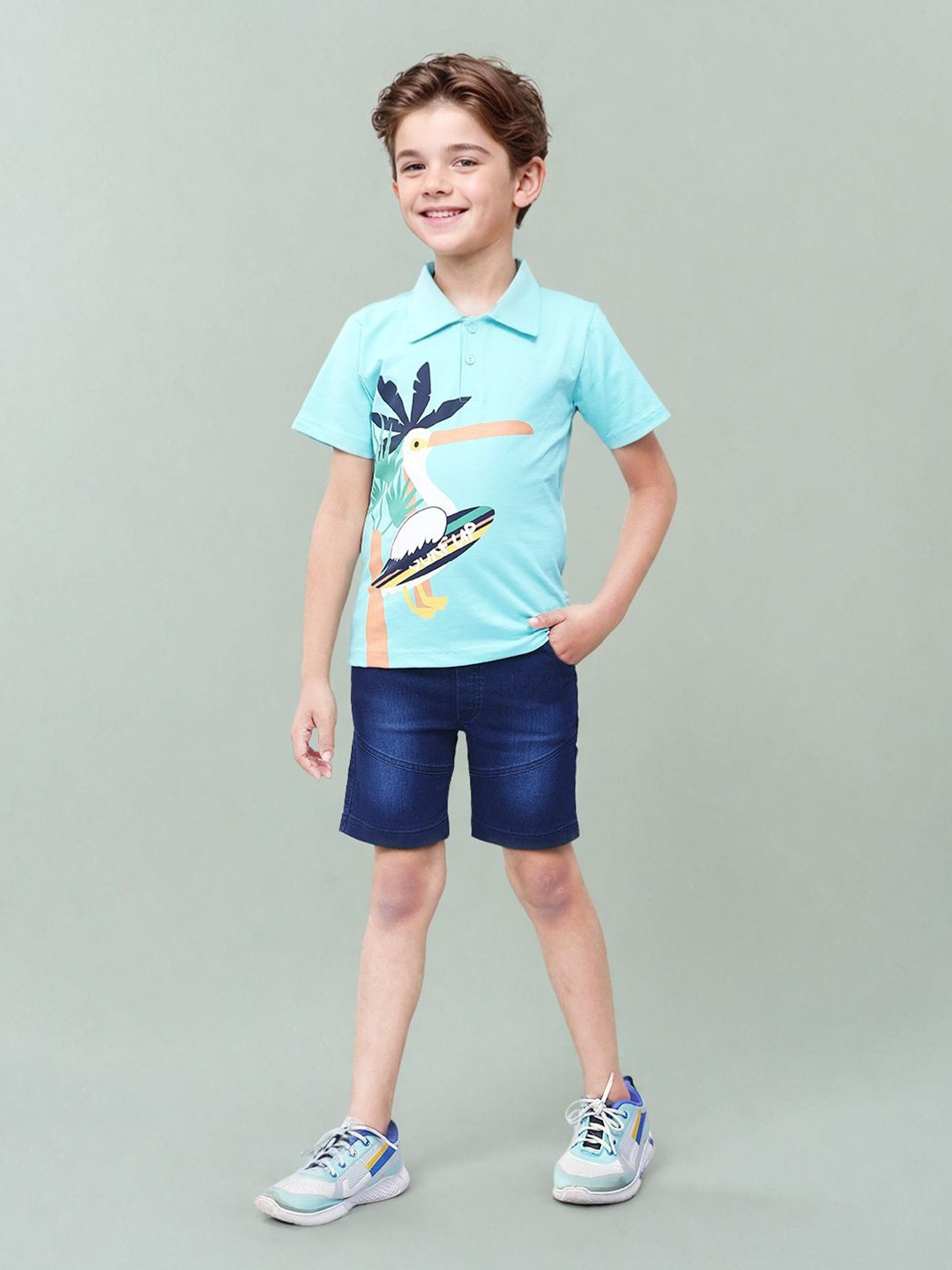 

Toonyport Boys Printed T-shirt with Shorts, Blue