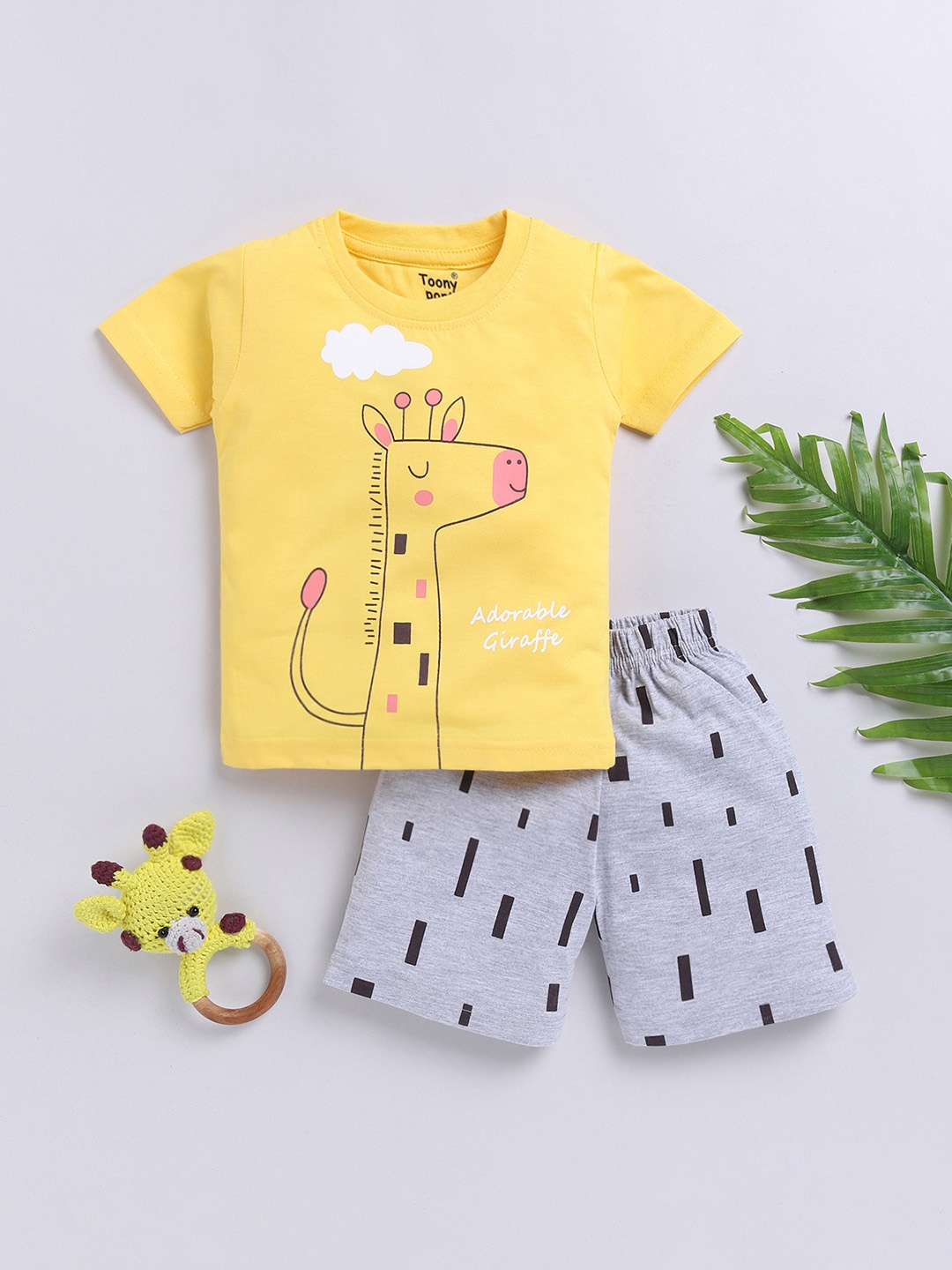 Toonyport Boys Printed T-shirt with Shorts, Yellow