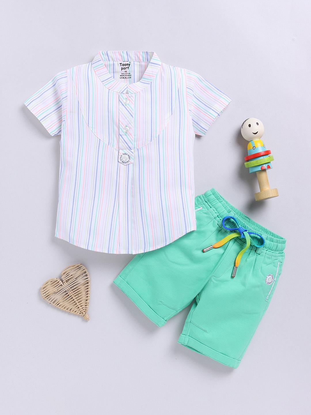 

Toonyport Boys Printed T-shirt with Shorts, White