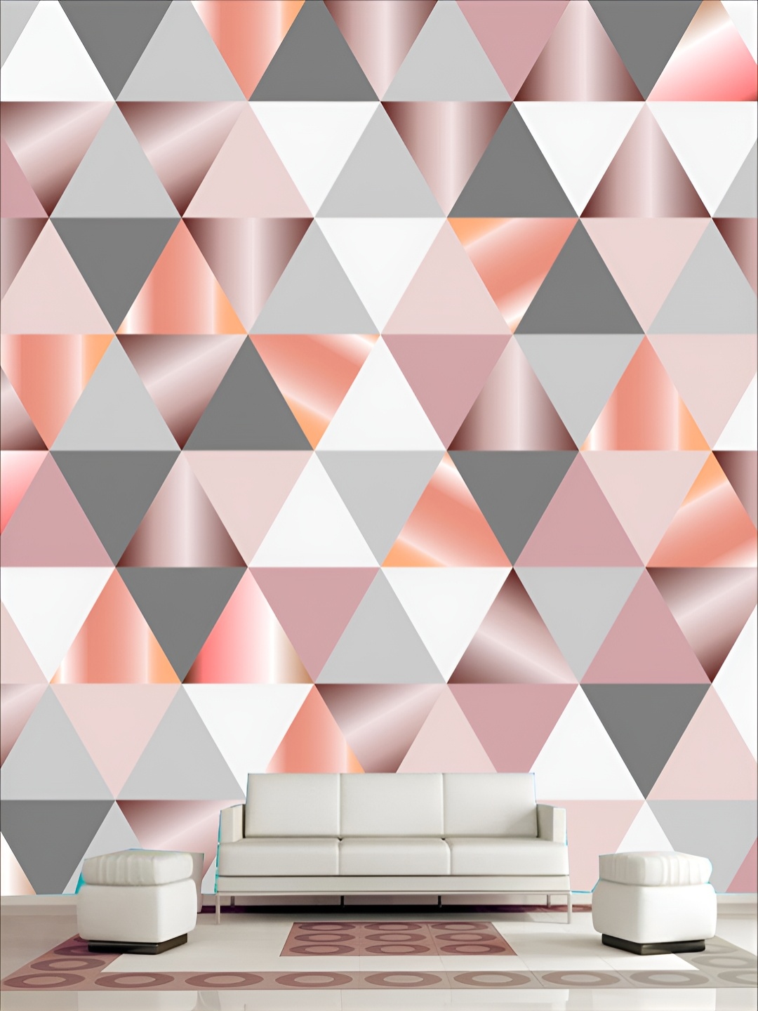 

KSHIRSA White & Pink Abstract Printed Self Adhesive 3D Wall Stickers