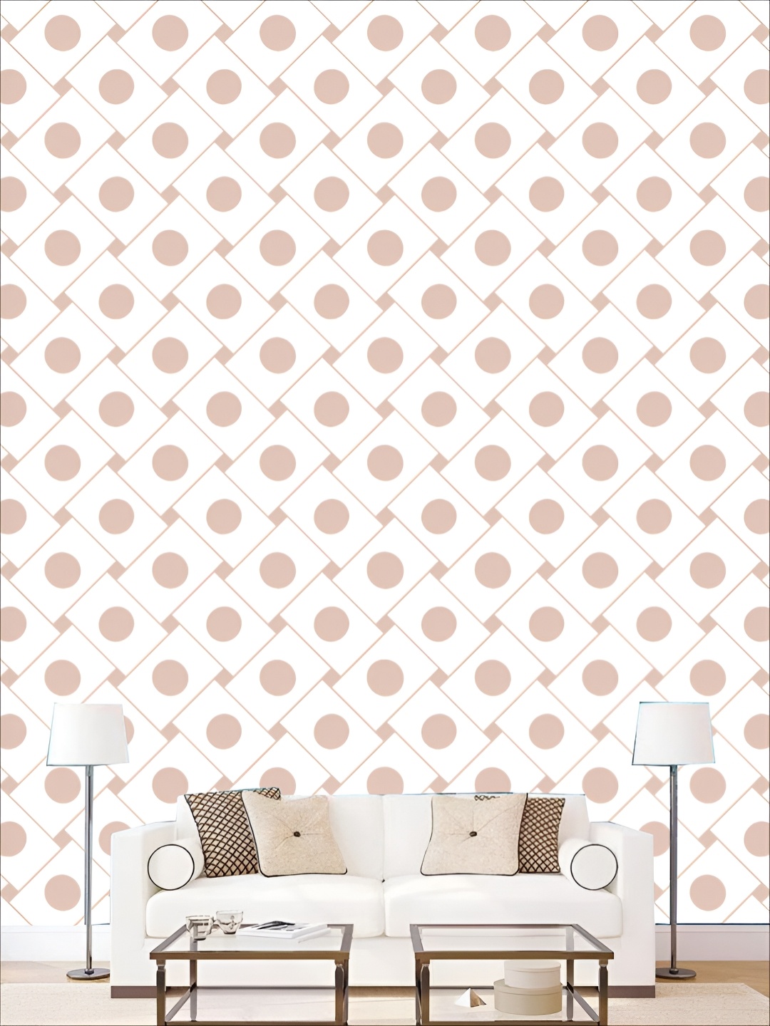 

KSHIRSA White & peach Colored Printed Self Adhesive 3D Wall Stickers