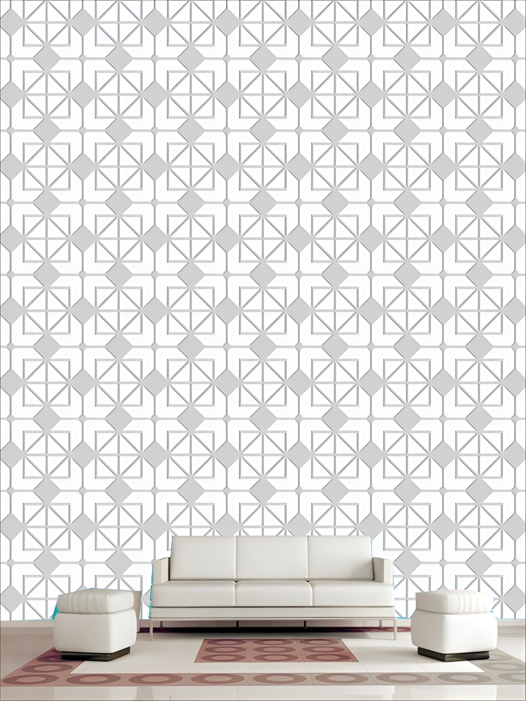 

KSHIRSA White & Grey Self Adhesive 3D Printed Wall Sticker