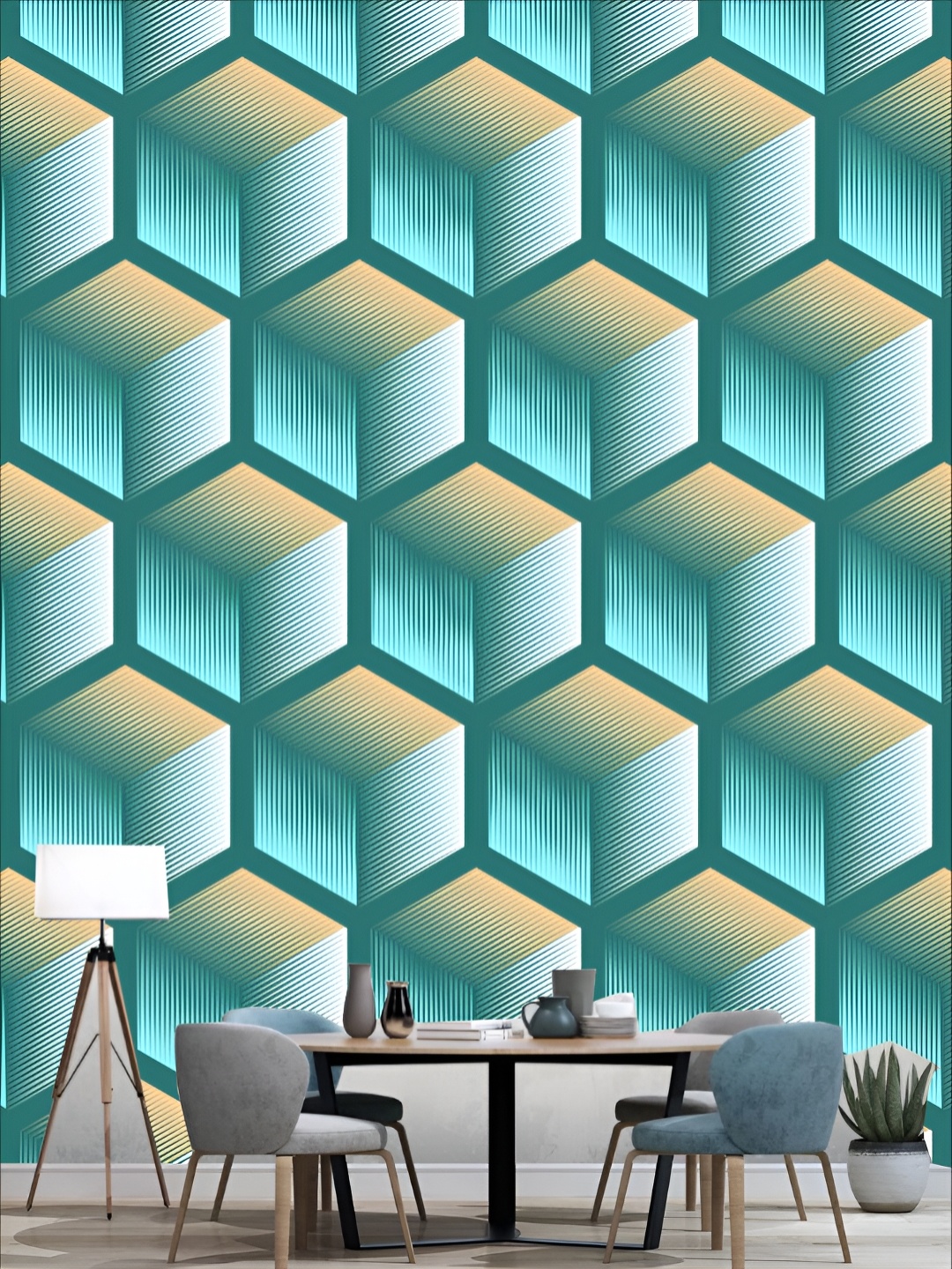 

KSHIRSA Green Printed Self Adhesive 3D Printed Wall Sticker