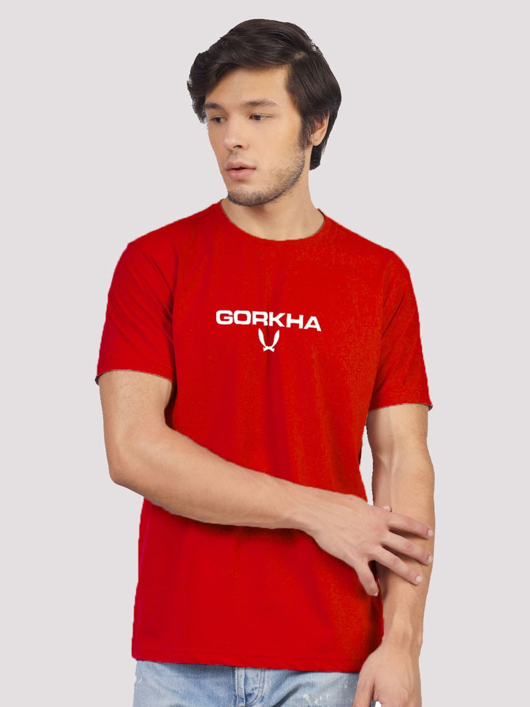 

Greylongg Typography Printed Round Neck T-Shirt, Red