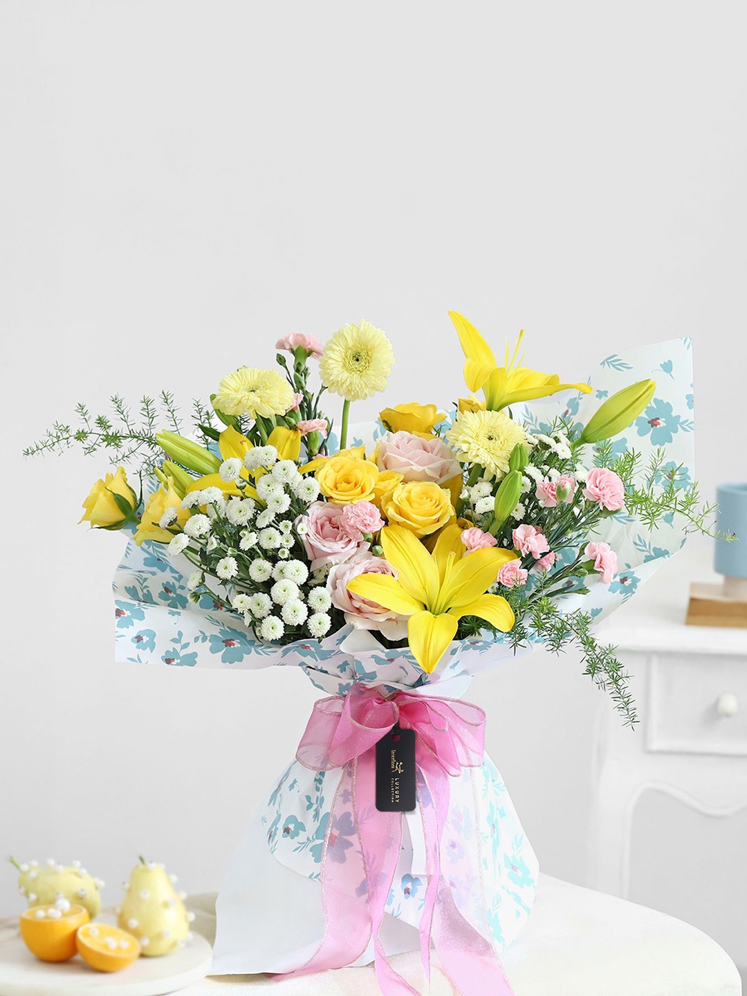 

Interflora Yellow & Pink Buttercup Blooms 27-Pcs Mixed Fresh Flowers Bouquet