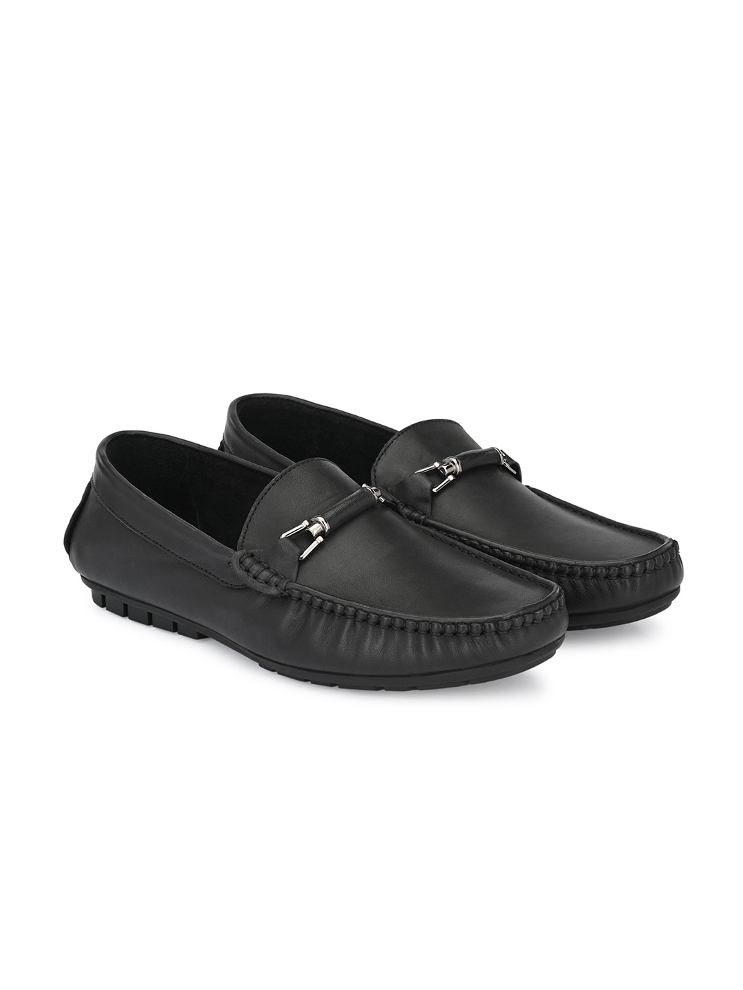 

Egoss Men Round Toe Comfort Insole Lightweight Leather Loafers, Black