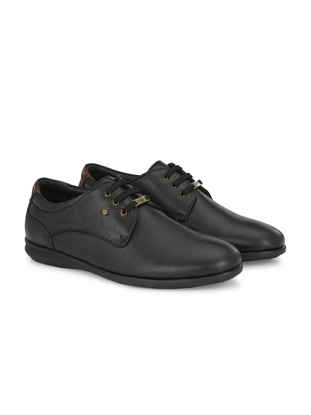 

Egoss Men Round Toe Comfort Insole Lightweight Leather Derbys, Black