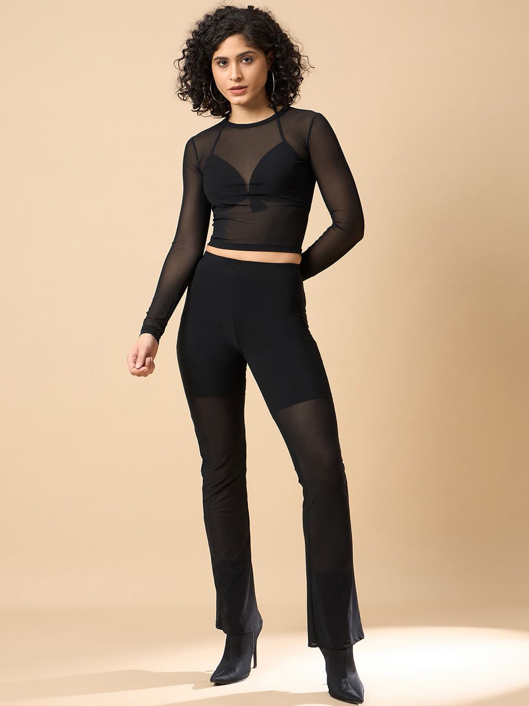 

COLOR CAPITAL Slim Fit High Rise Trousers, Black