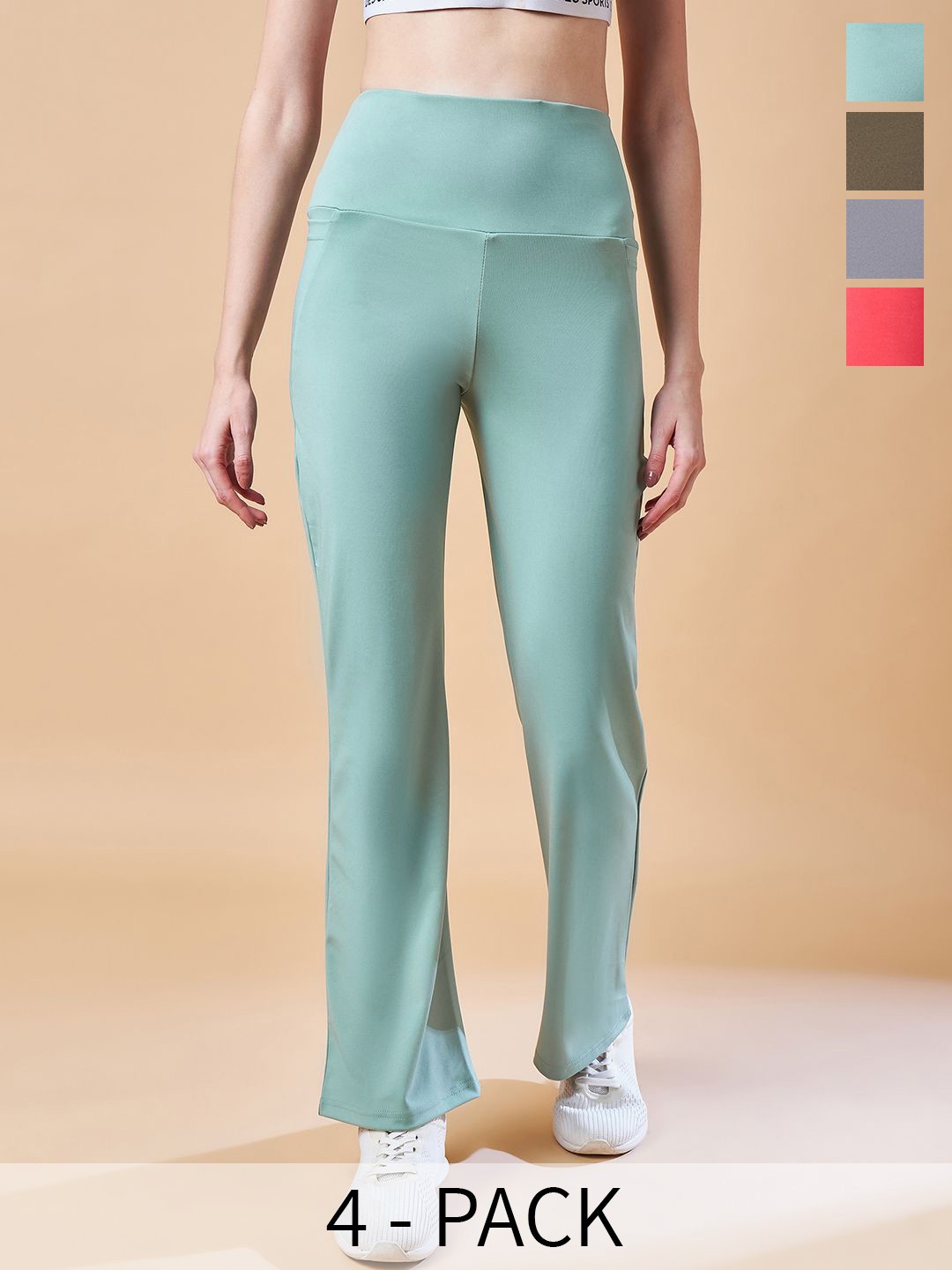 

COLOR CAPITAL Pack Of 4 Antimicrobial Ankle Length Tights, Sea green