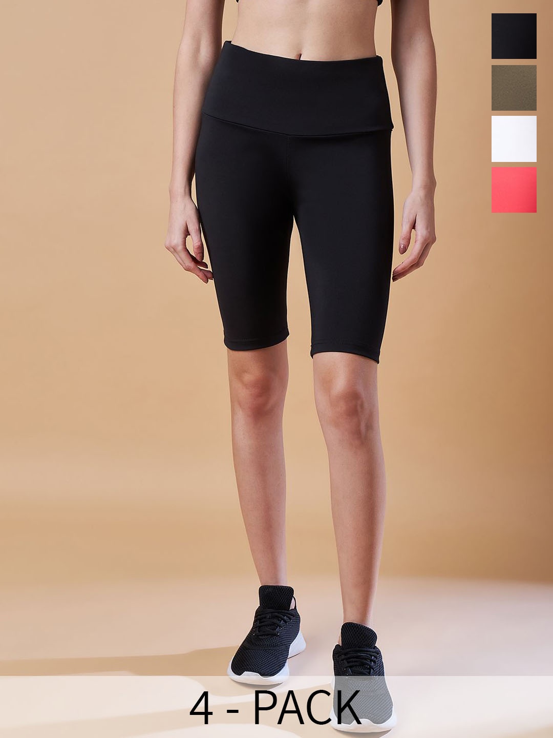 

COLOR CAPITAL Pack Of 4 Above Knee-Length Antimicrobial Tights, Black