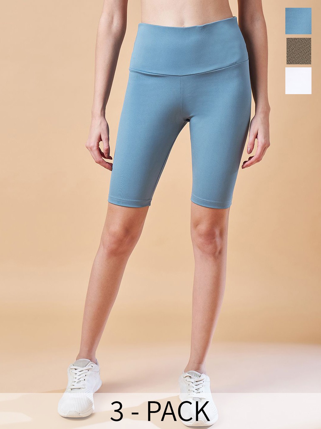

COLOR CAPITAL Pack Of 3 Antimicrobial Above Knee-Length Tights, Khaki
