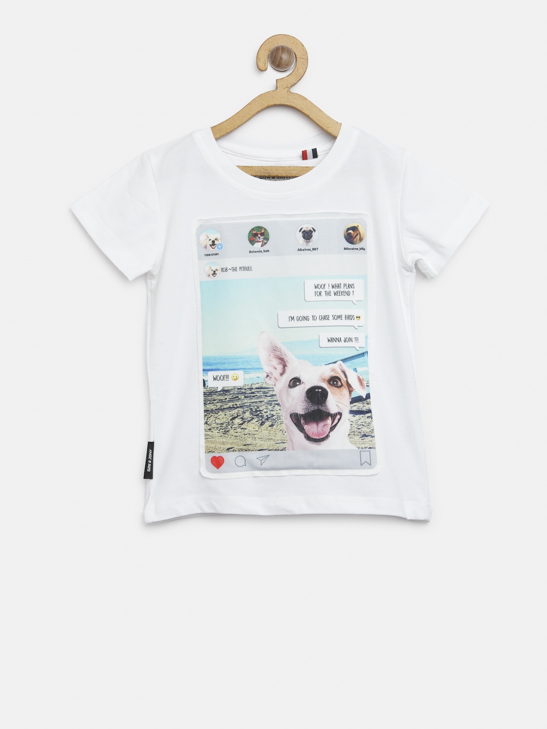 

Gini and Jony Boys White Printed Round Neck T-shirt