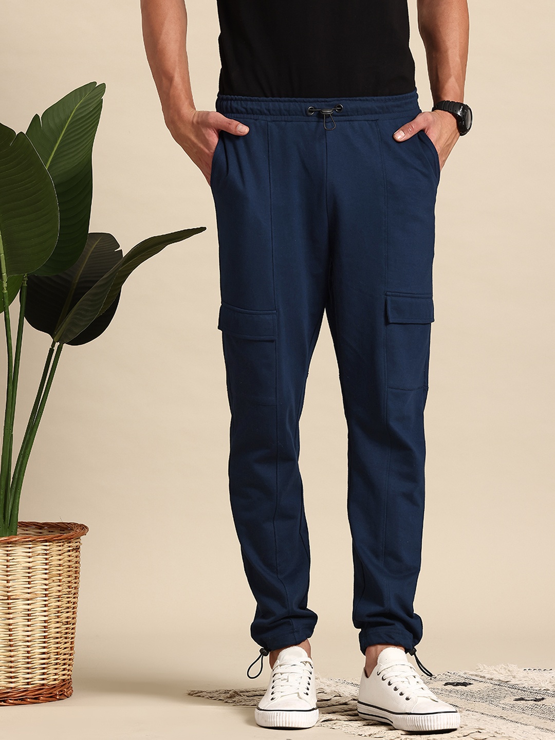 

Mast & Harbour Men Cargo-Style Parachute Joggers, Navy blue