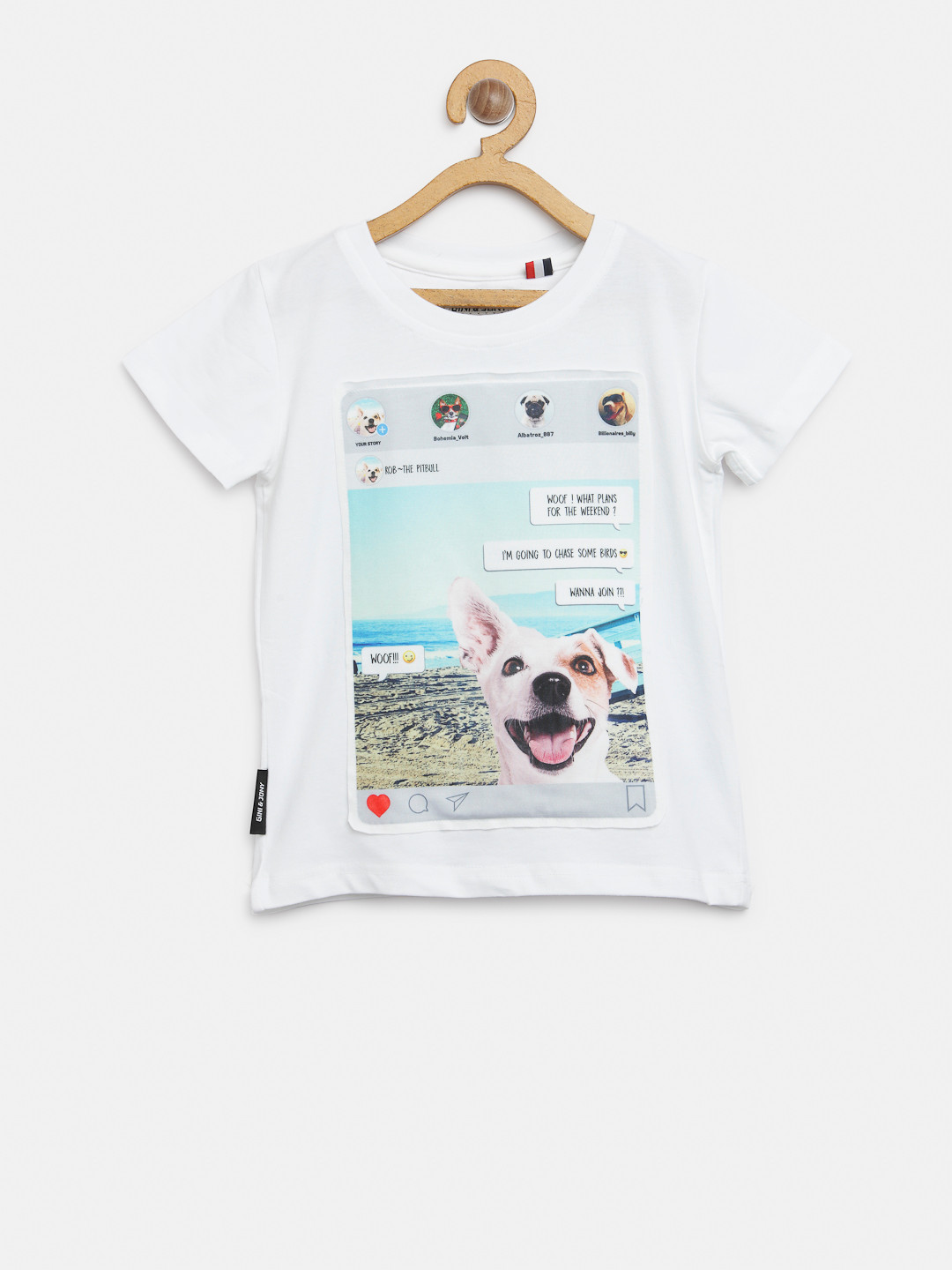 

Gini and Jony Boys White Printed Round Neck T-shirt
