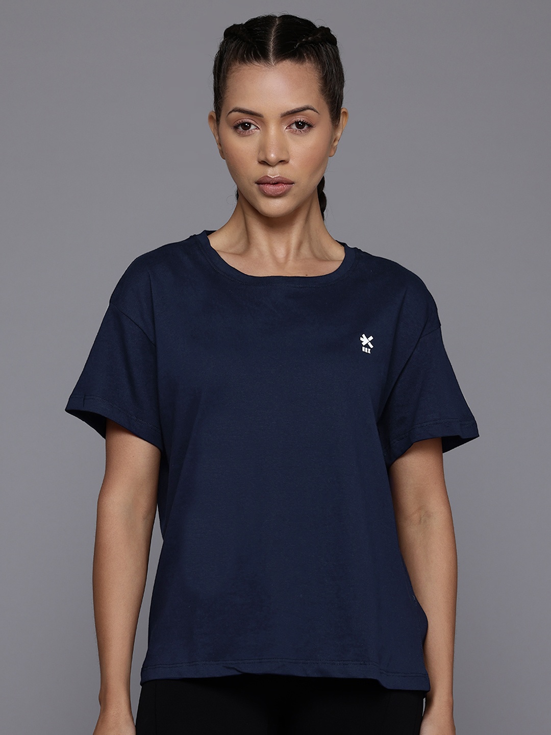 

HRX by Hrithik Roshan Pure Cotton Training T-shirt, Navy blue