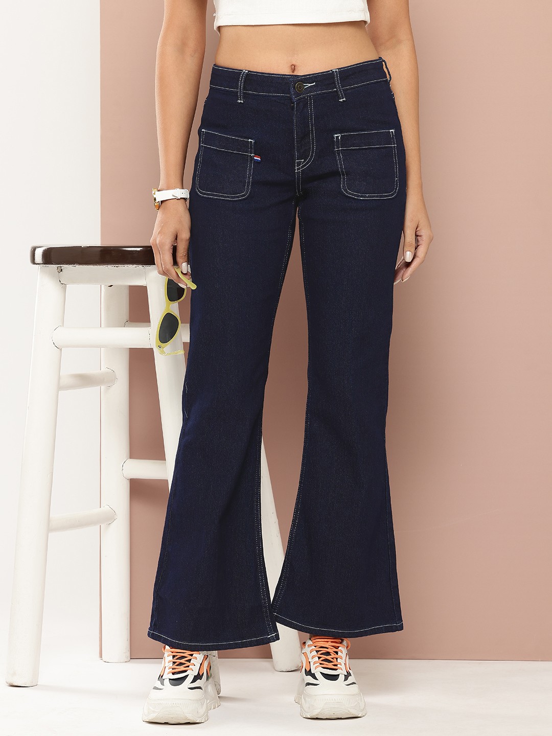 

Harvard Women Wide Leg High-Rise Stretchable Jeans, Blue
