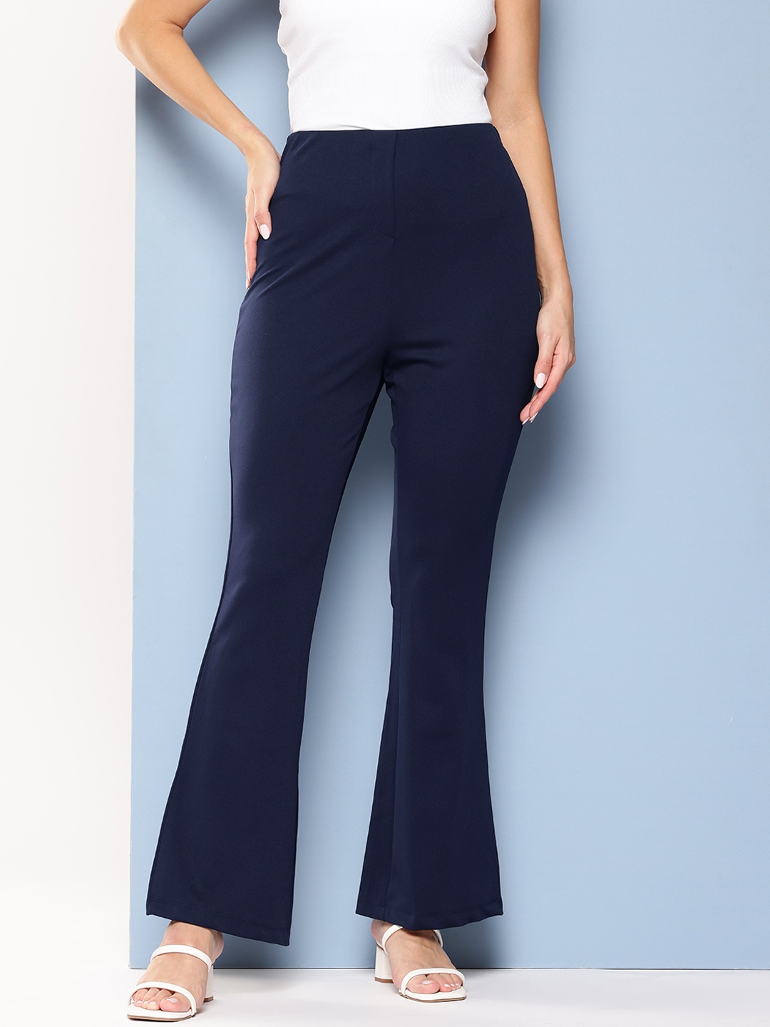 

Chemistry Women High-Rise Bootcut Trousers, Navy blue