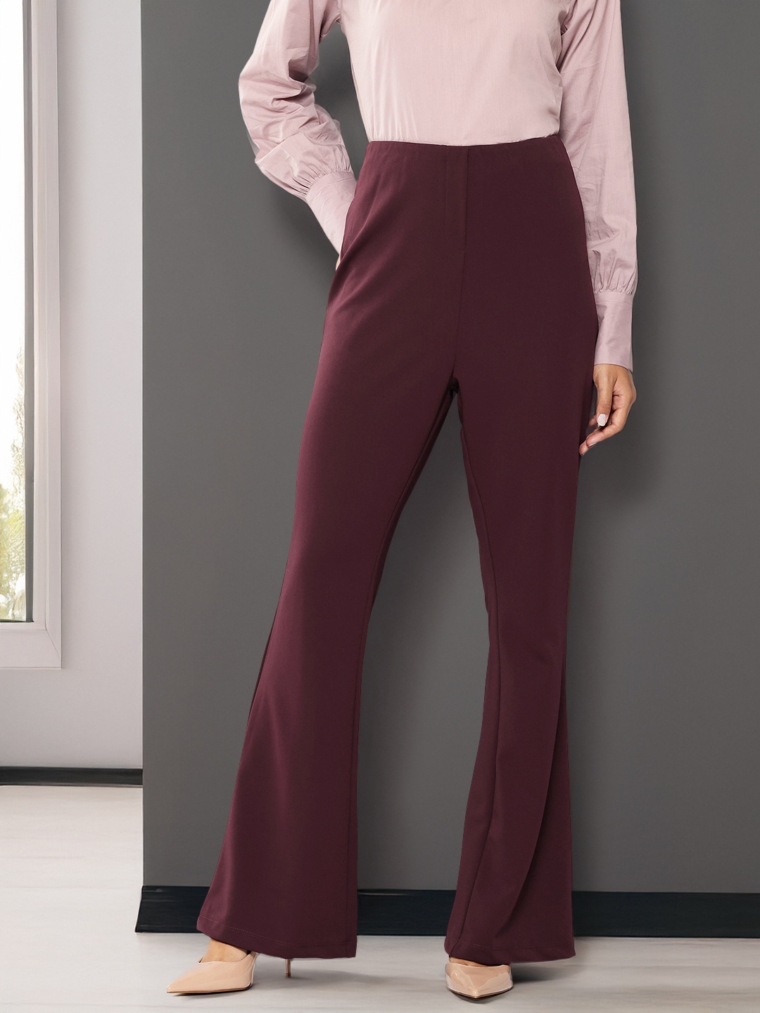 

Chemistry Women Bootcut Trousers, Burgundy