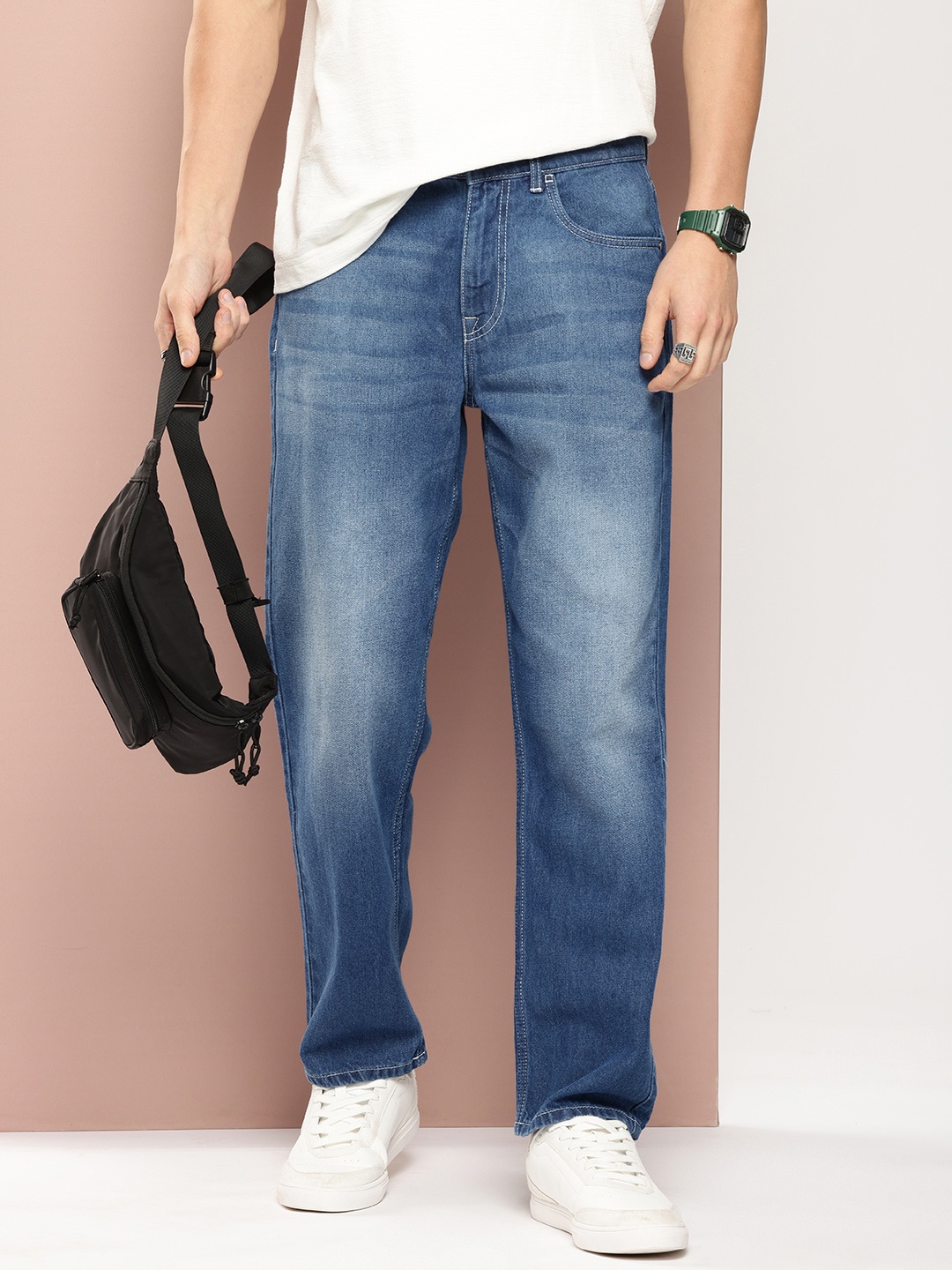 

Harvard Men Relaxed Fit Light Fade Pure Cotton Jeans, Blue
