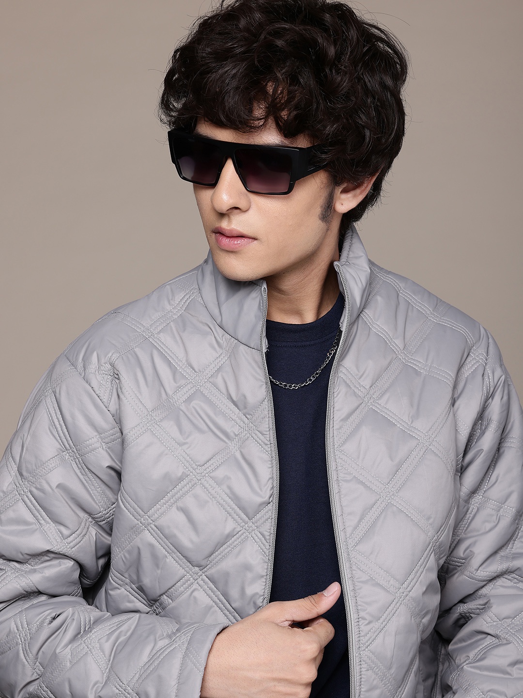 

The Roadster Life Co. Mock Collar Quilted Jacket, Grey