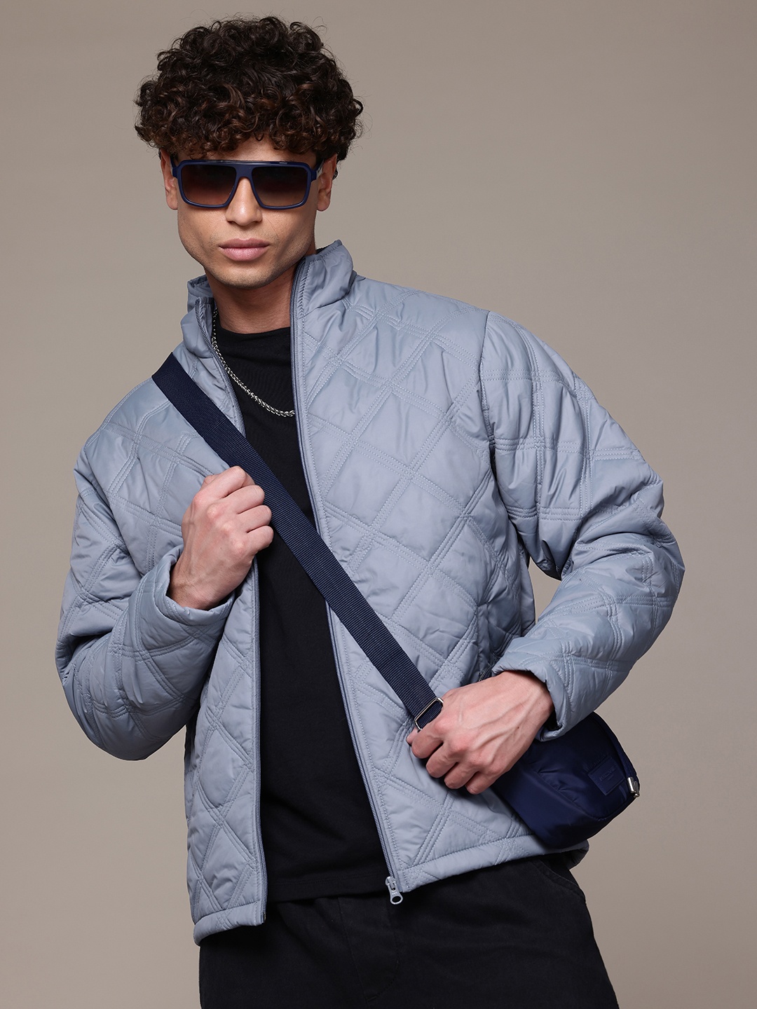 

The Roadster Lifestyle Co. Mock Collar Quilted Jacket, Blue