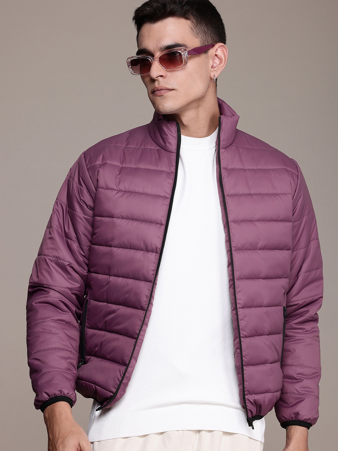 

The Roadster Life Co. Mock Collar Padded Jacket, Purple