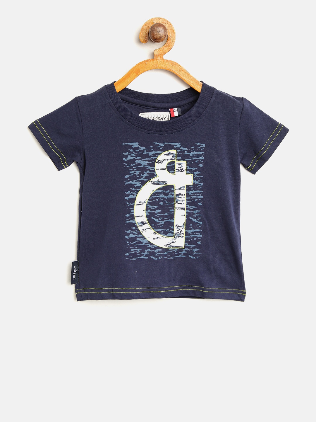 

Gini and Jony Boys Navy Blue Printed Round Neck T-shirt