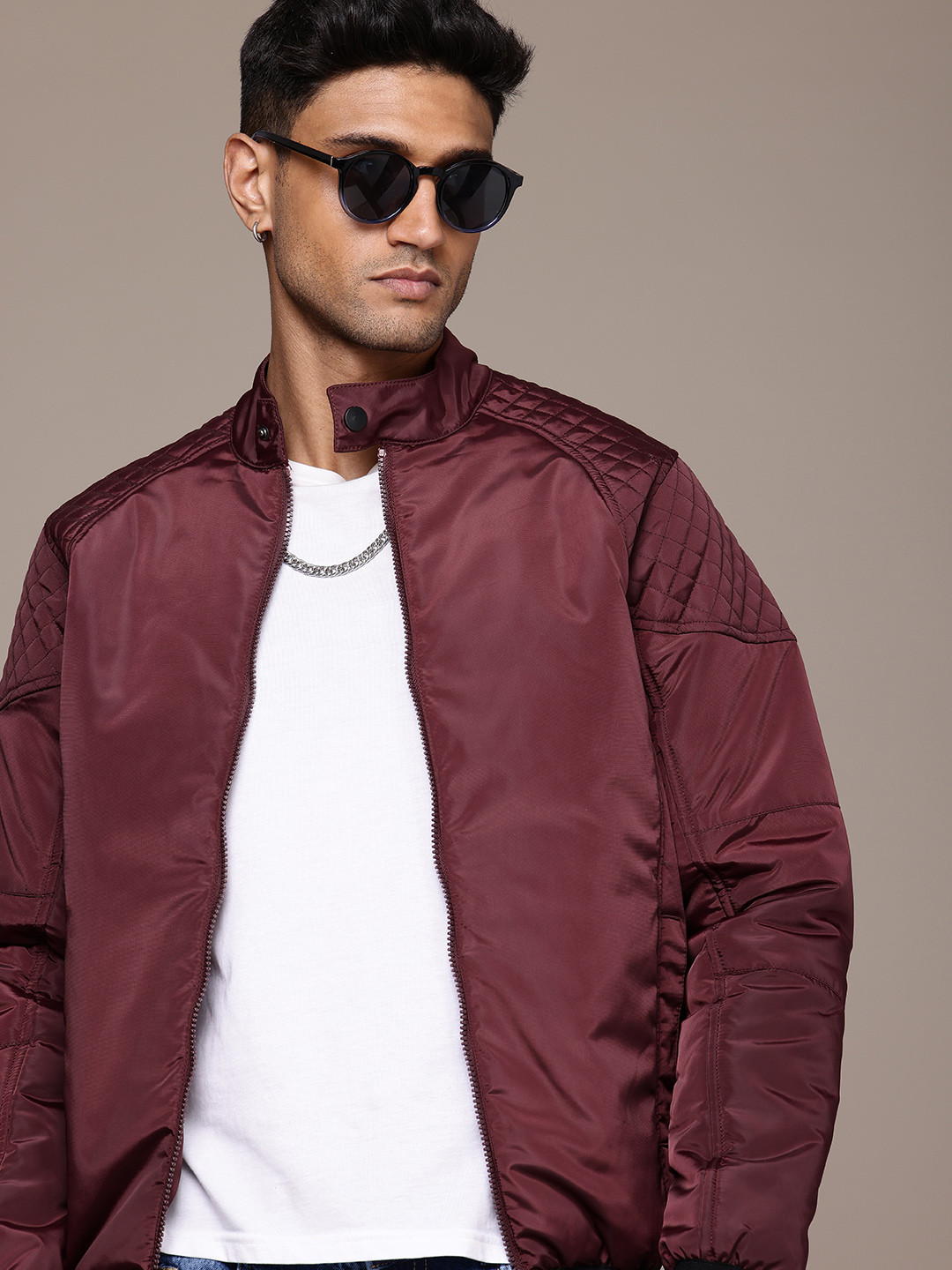 

The Roadster Life Co. Band Collar Padded Jacket, Maroon