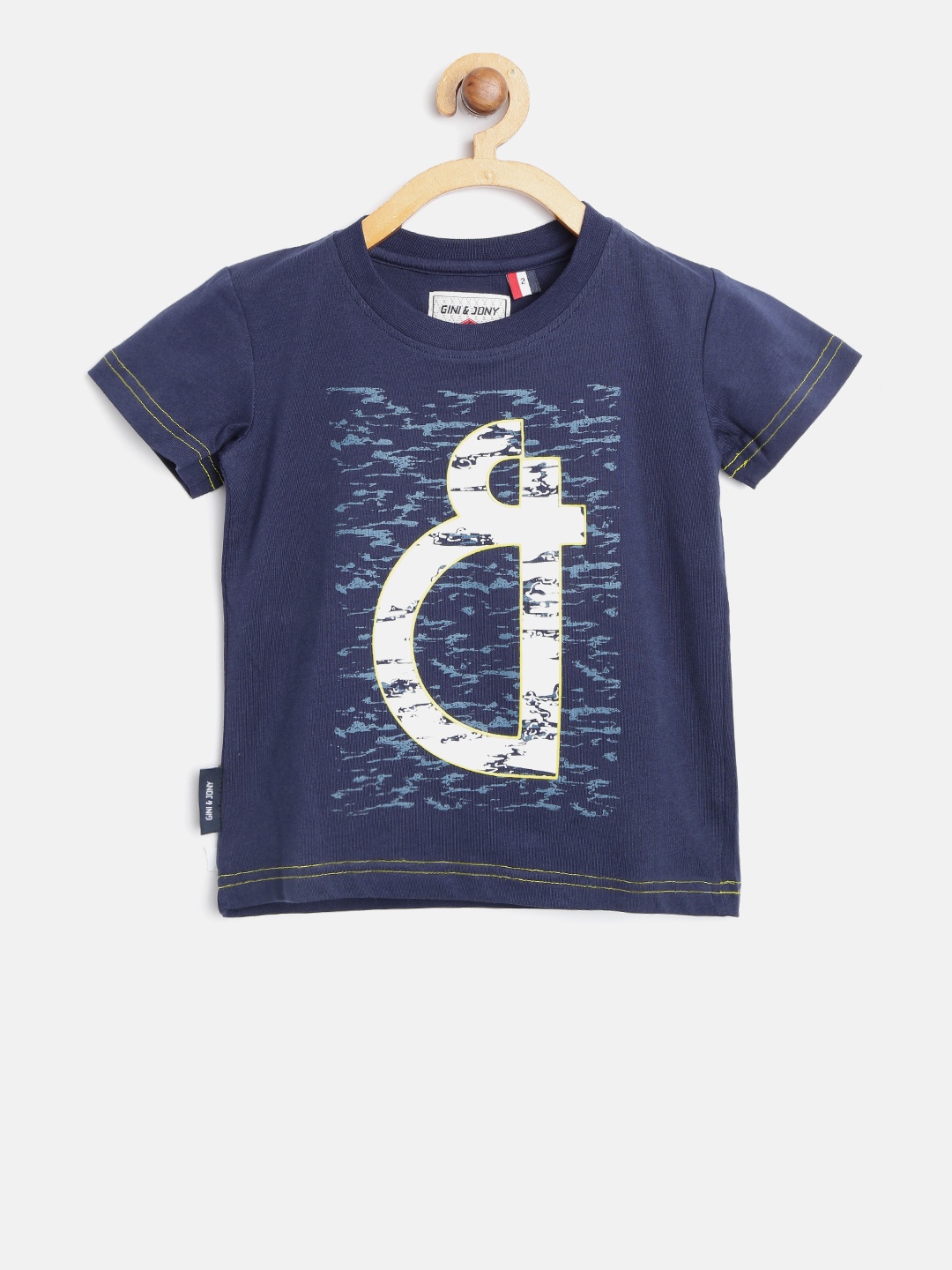 

Gini and Jony Boys Navy Blue Printed Round Neck T-shirt