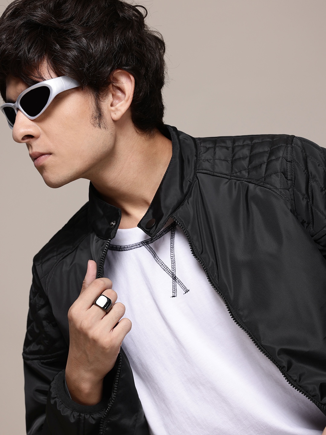 

Roadster The Lifestyle Co. Mock Collar Tailored Jacket, Black