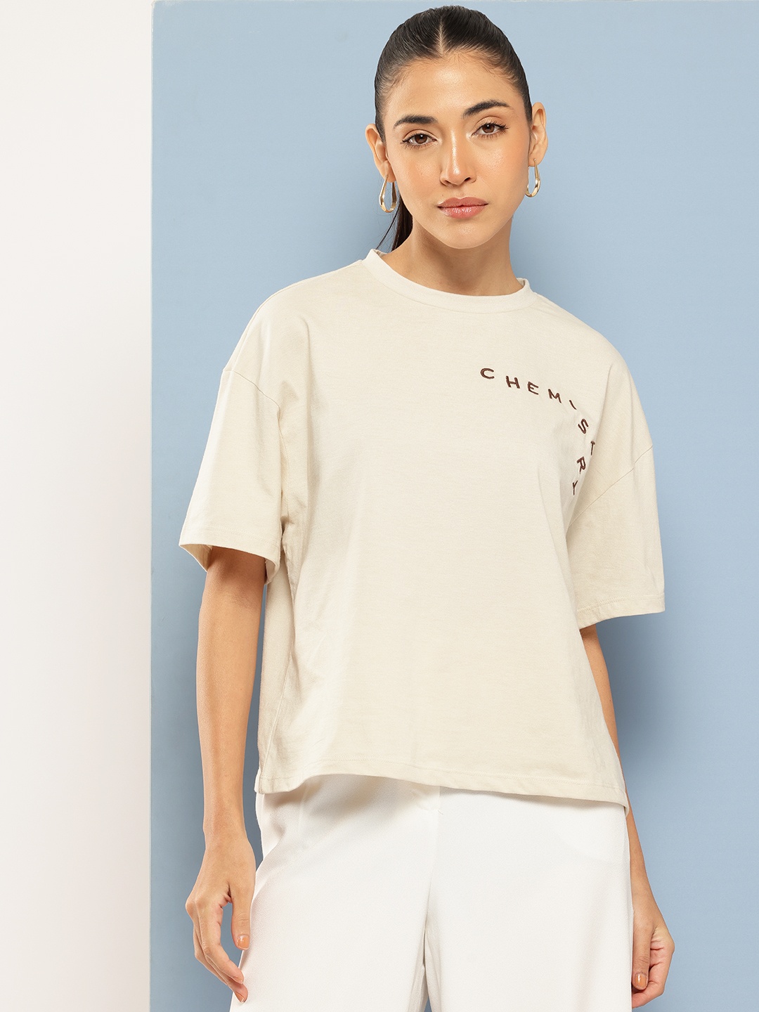 

Chemistry Embroidered Relaxed Fit T-shirt, Cream