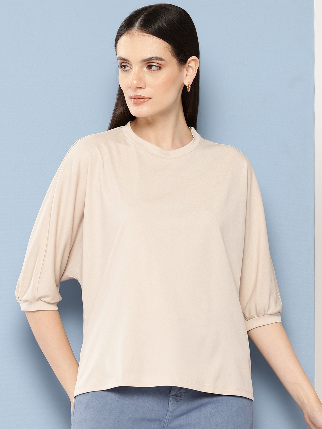 

Chemistry Batwing Sleeve Knitted top, Beige