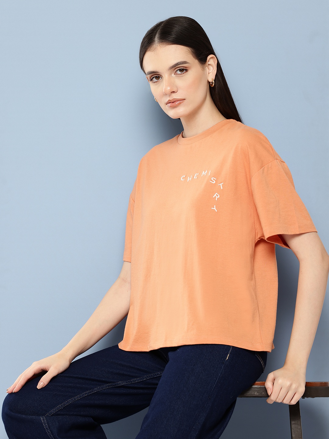 

Chemistry Embroidered Relaxed T-shirt, Peach