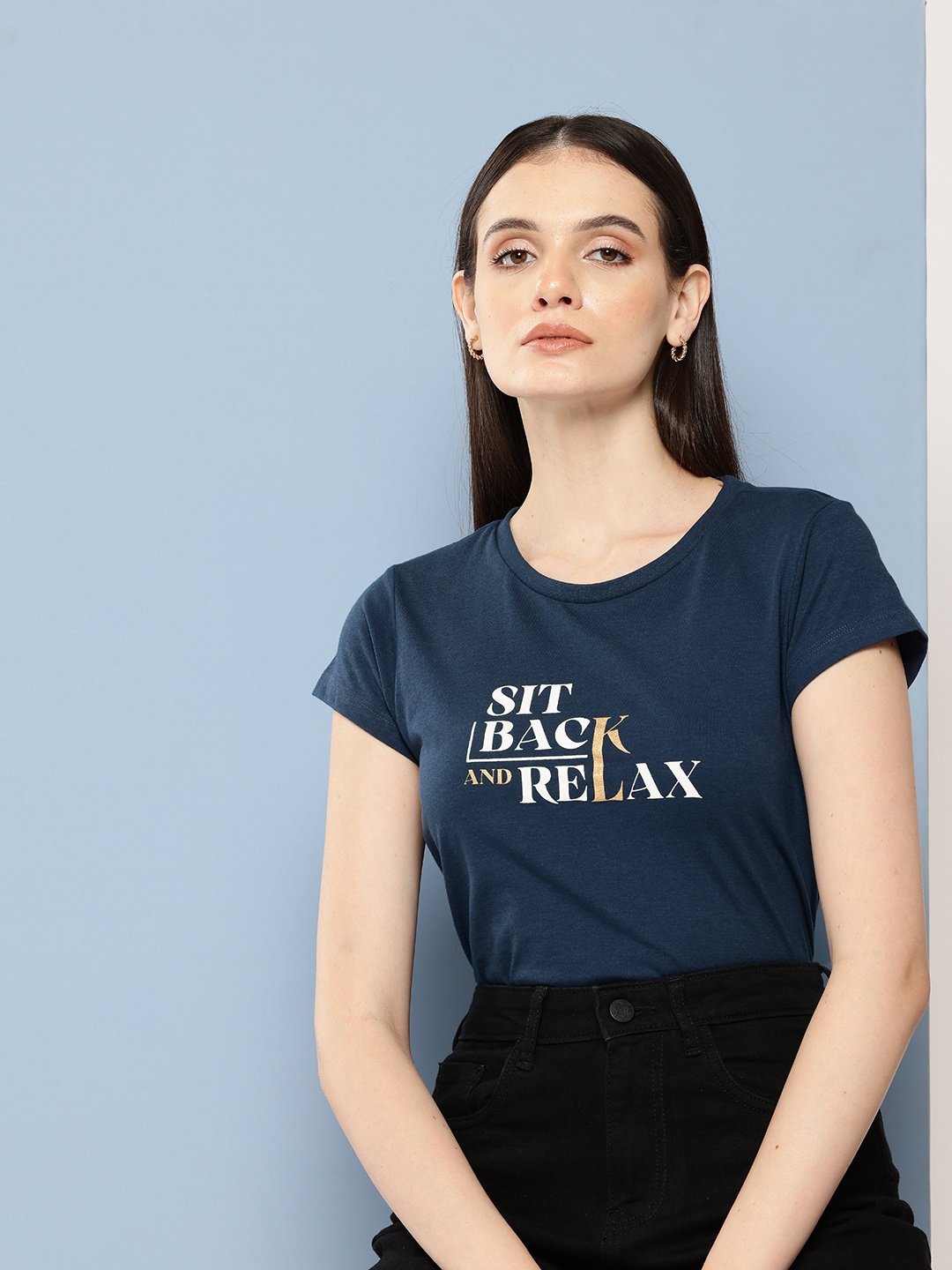 

Chemistry Typography Print T-shirt, Navy blue
