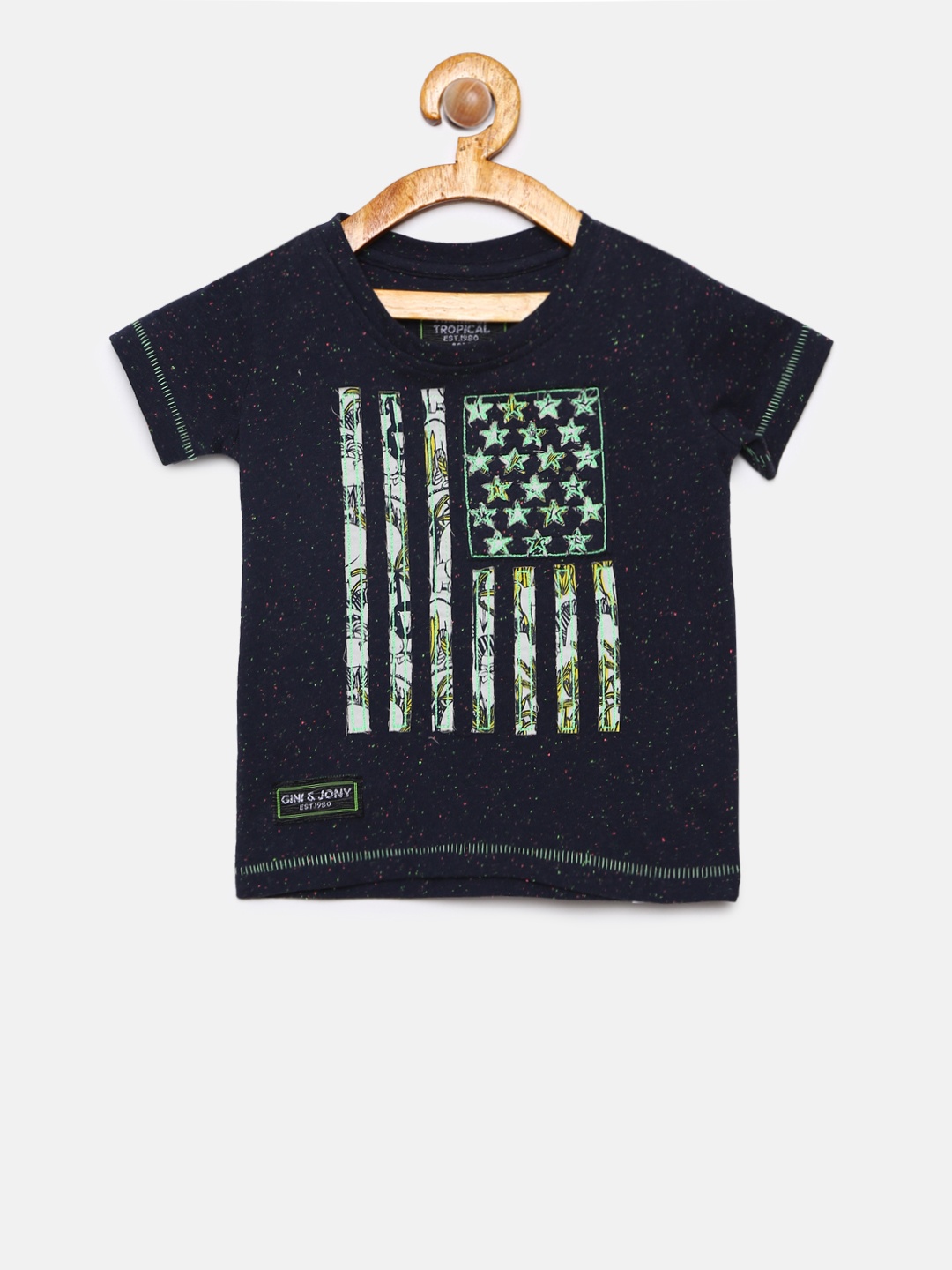 

Gini and Jony Boys Blue Printed Round Neck T-shirt
