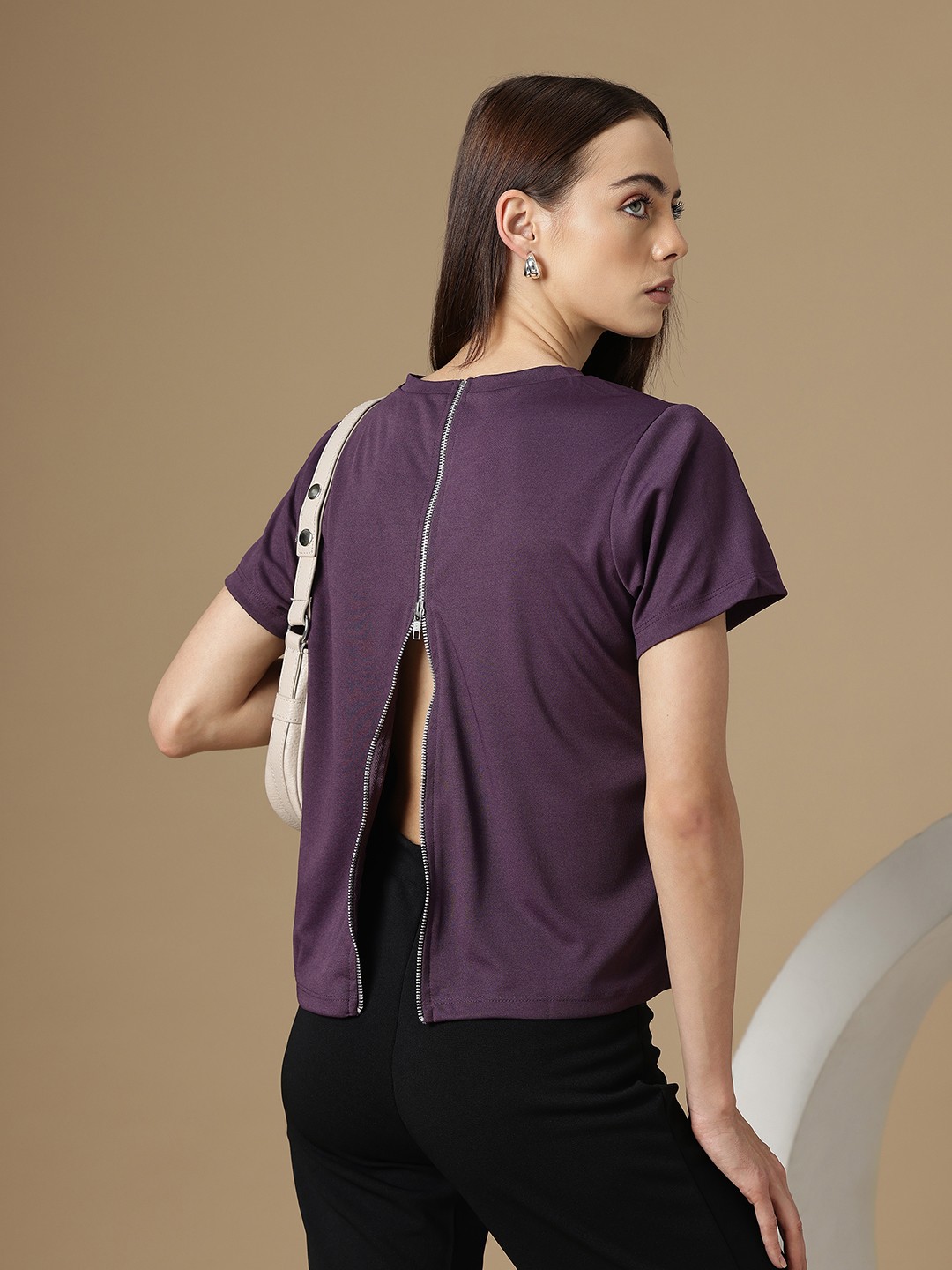 

Chemistry Regular Fit T-Shirt with Zip Detail, Purple
