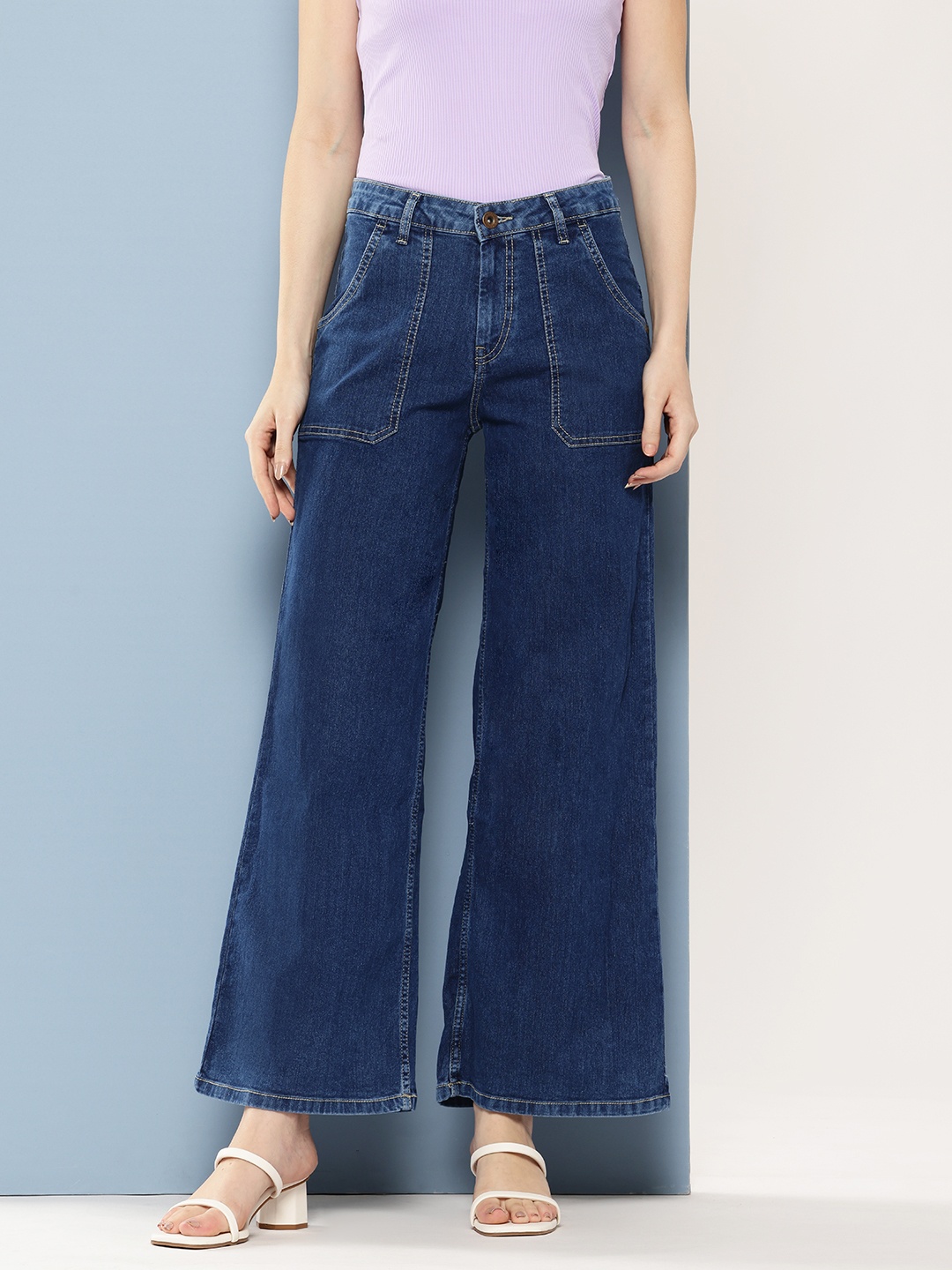 

Chemistry Women Wide Leg Stretchable Jeans, Navy blue