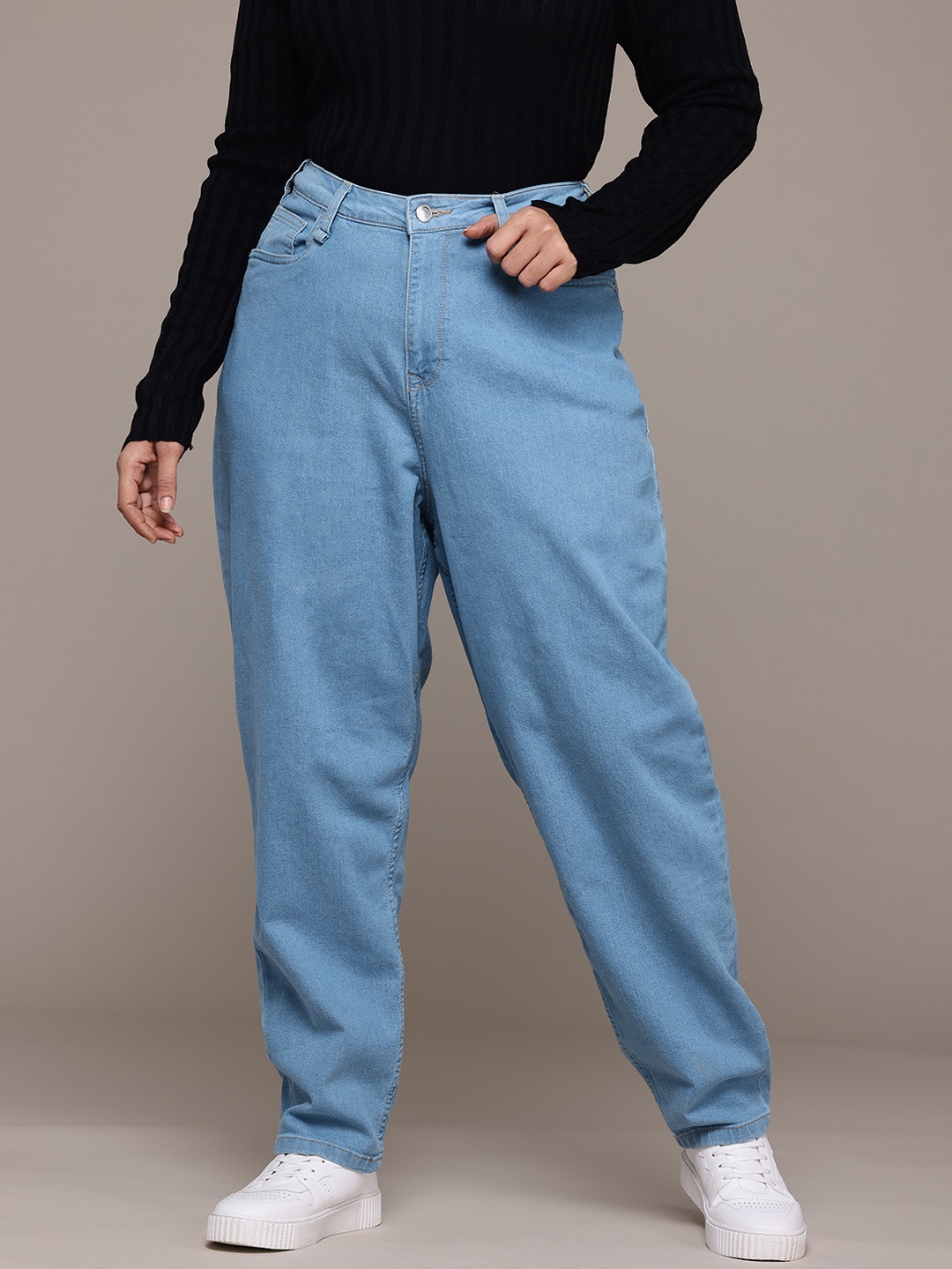 

The Roadster Lifestyle Co. Women Plus Size High-Rise Slouchy Fit Jeans, Blue