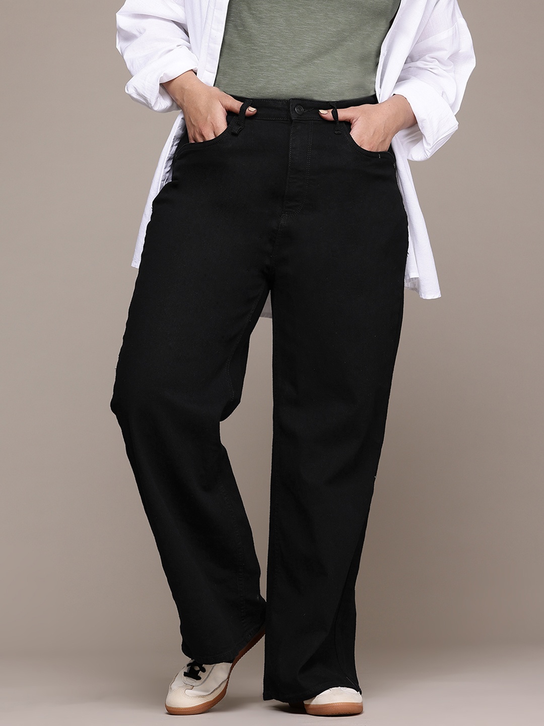 

The Roadster Lifestyle Co. Women Plus Size Wide Leg Jeans, Black