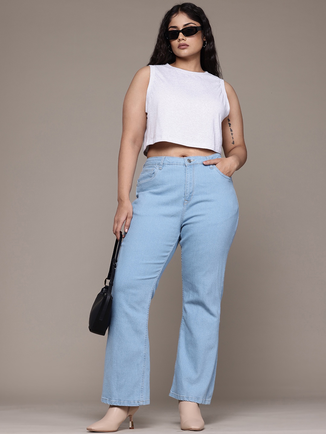 

The Roadster Lifestyle Co. Women Bootcut-Fit High-Rise Jeans, Blue