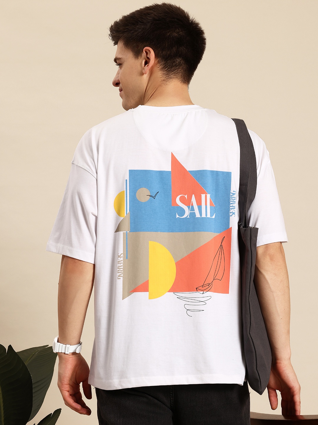 

Mast & Harbour Printed Drop-Shoulder Sleeves T-shirt, White