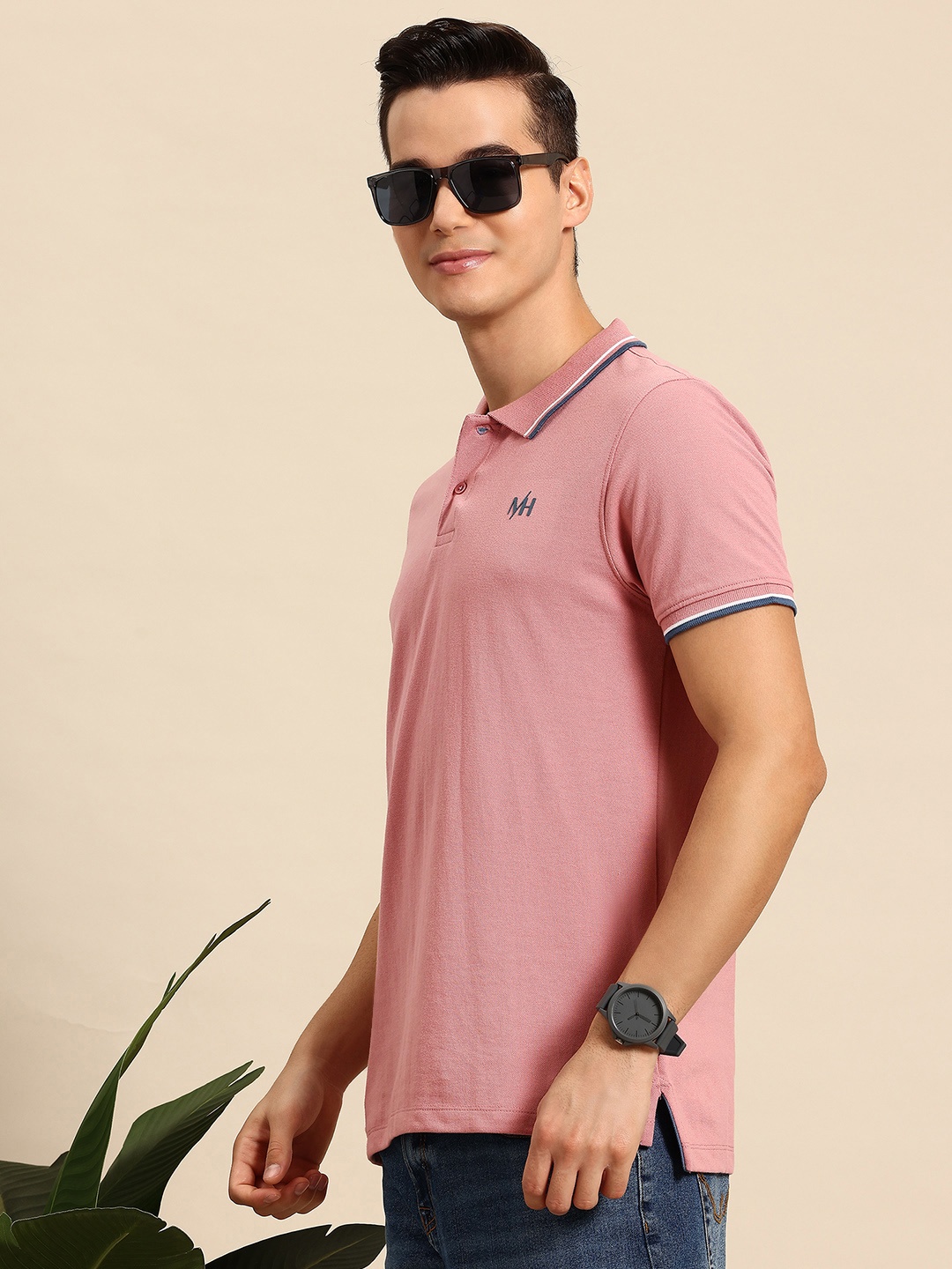 

Mast & Harbour Polo Collar T-shirt, Rose