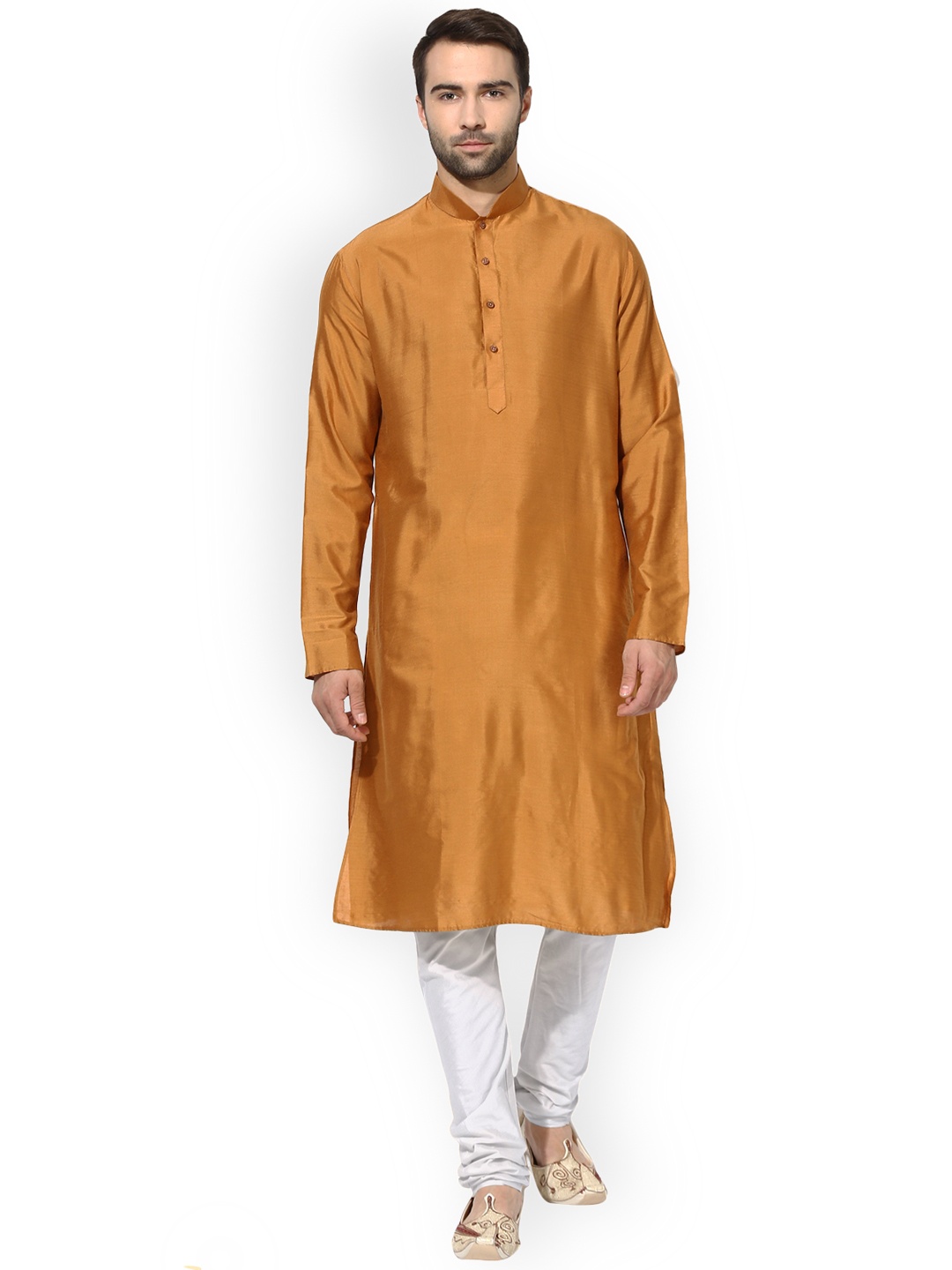 

KISAH Men Brown & White Solid Kurta with Churidar