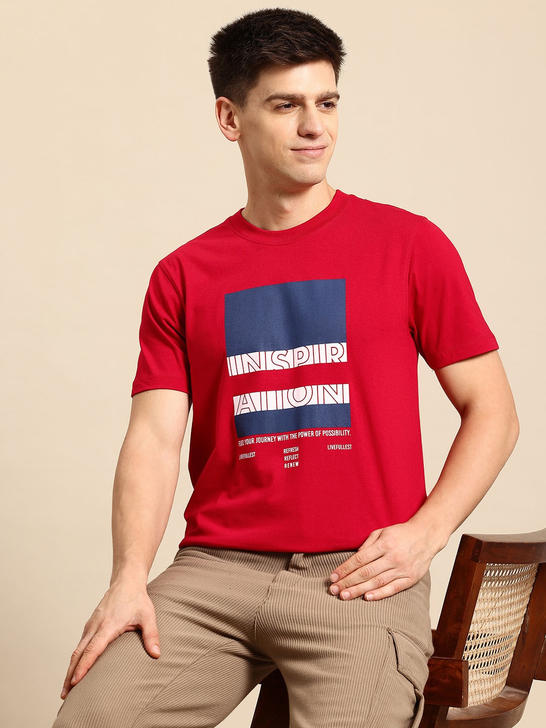 

Mast & Harbour Men Typography Printed T-shirt, Red