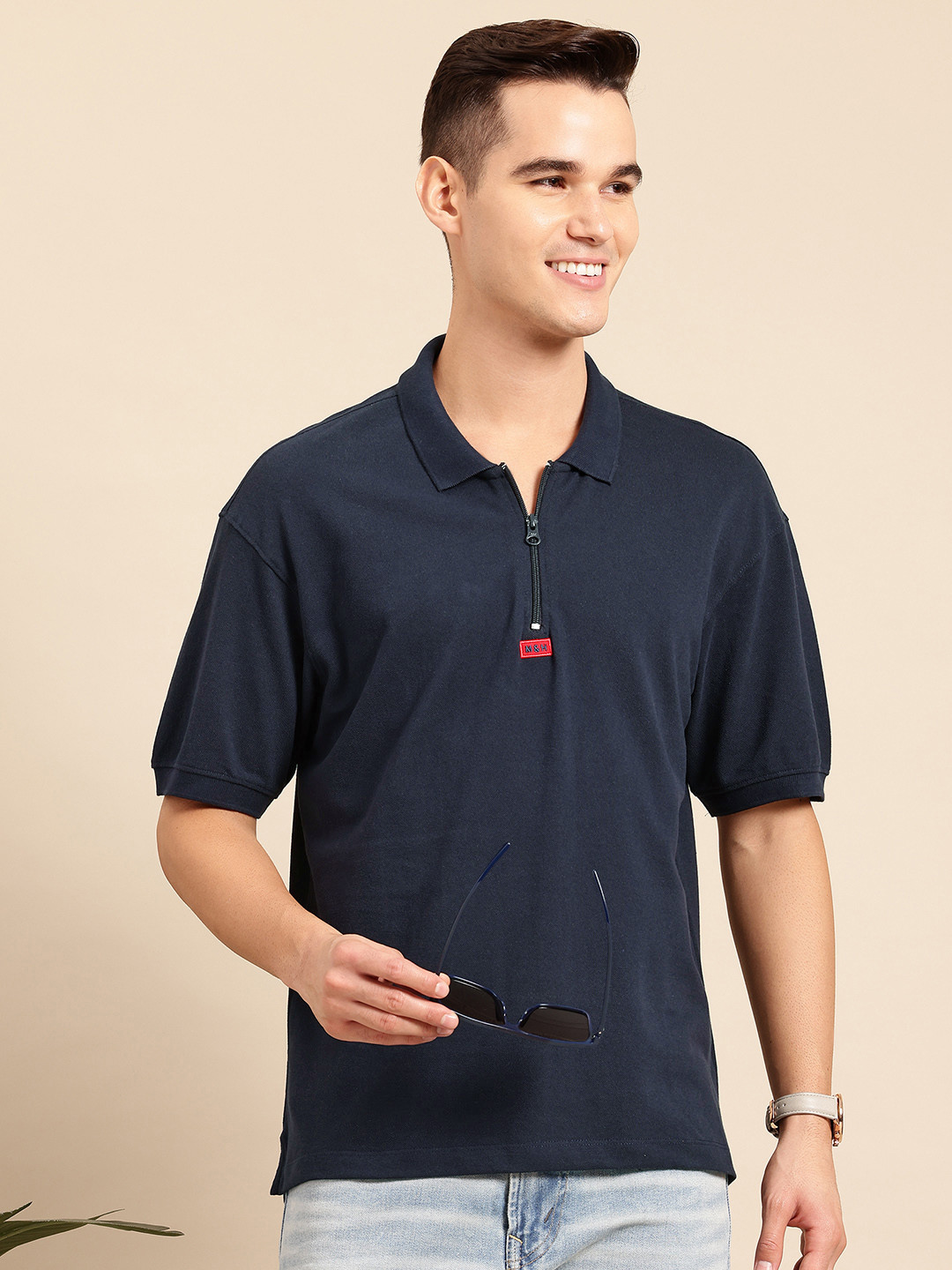 

Mast & Harbour Polo Collar T-shirt, Navy blue